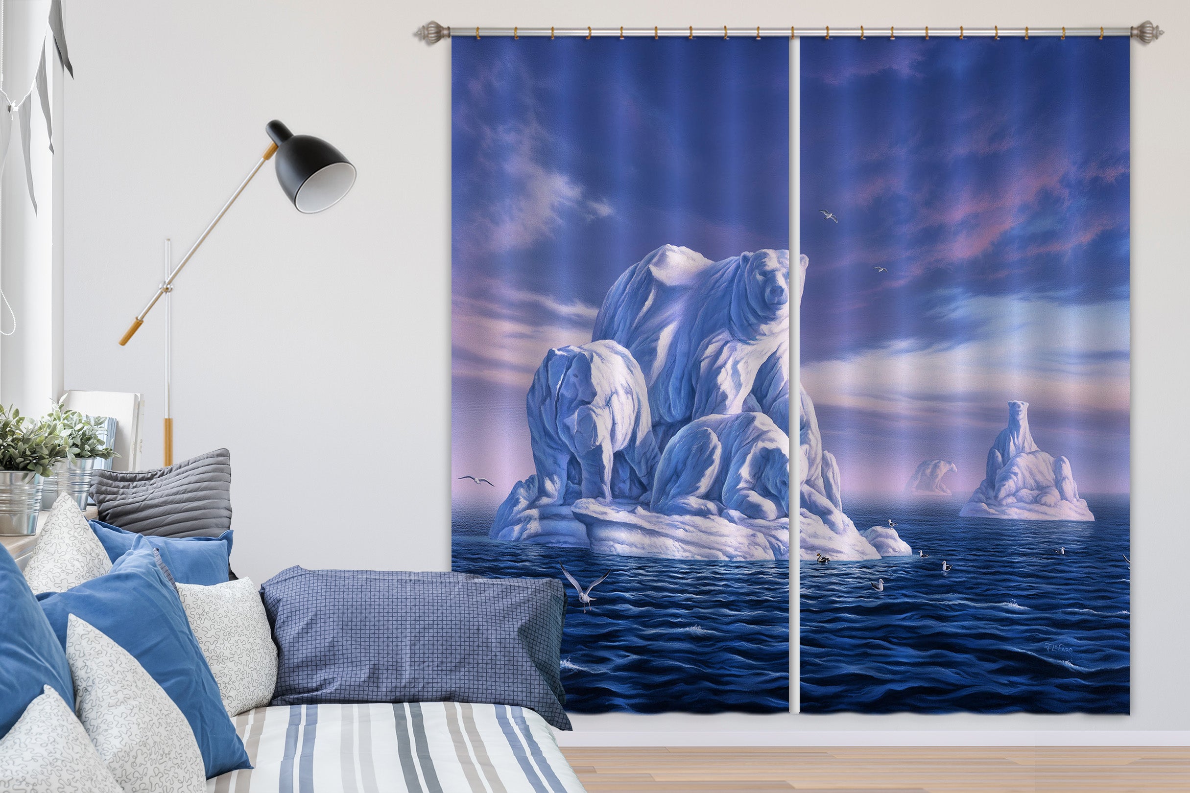 3D Polar Bear 068 Jerry LoFaro Curtain Curtains Drapes