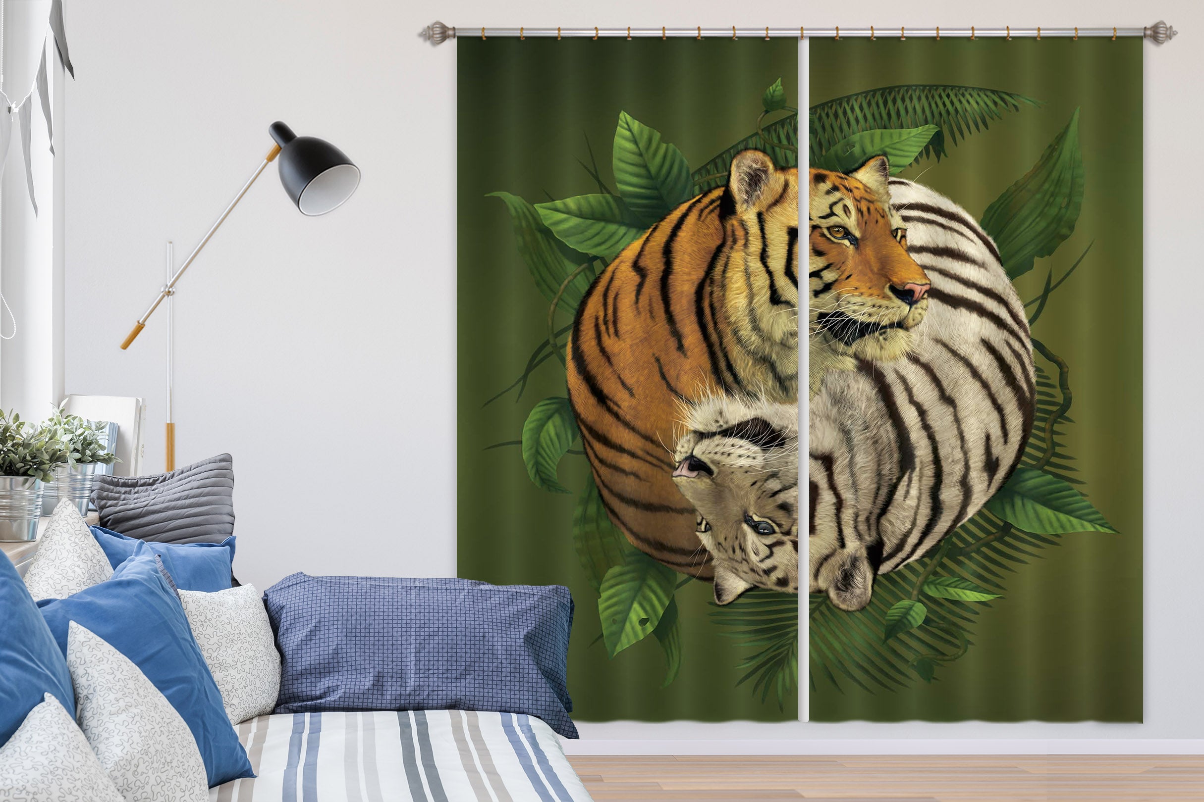 3D Tiger Yin Yang 080 Vincent Hie Curtain Curtains Drapes