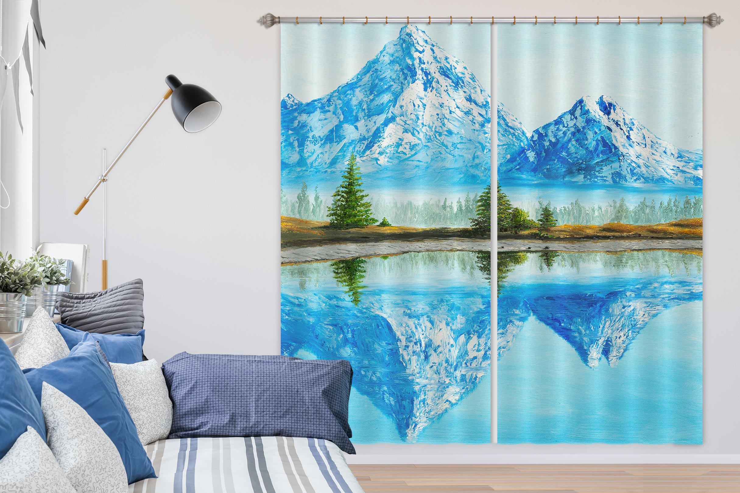 3D Snow Mountain Lake Surface 1725 Marina Zotova Curtain Curtains Drapes