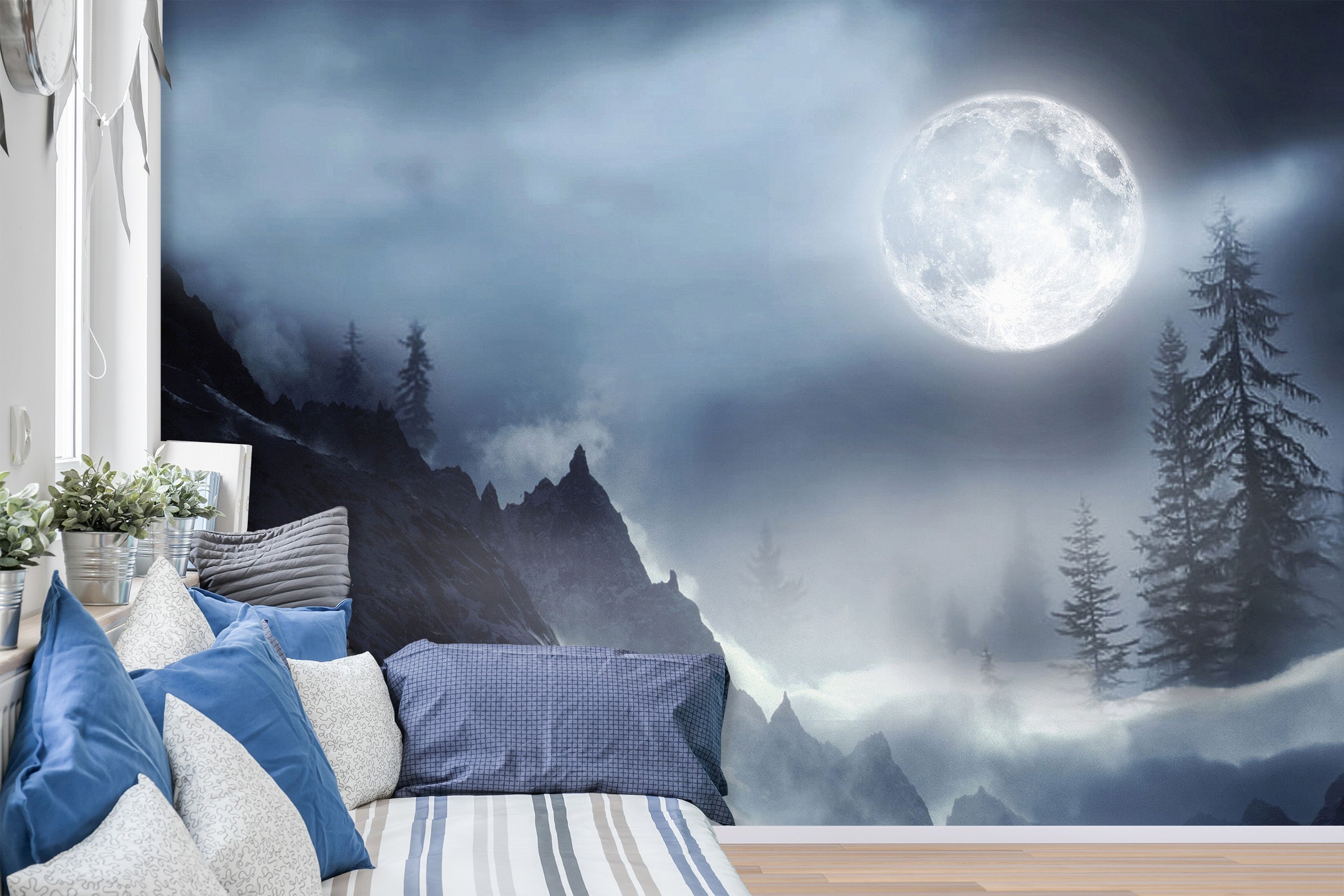 3D Moon Night View 030 Wall Murals