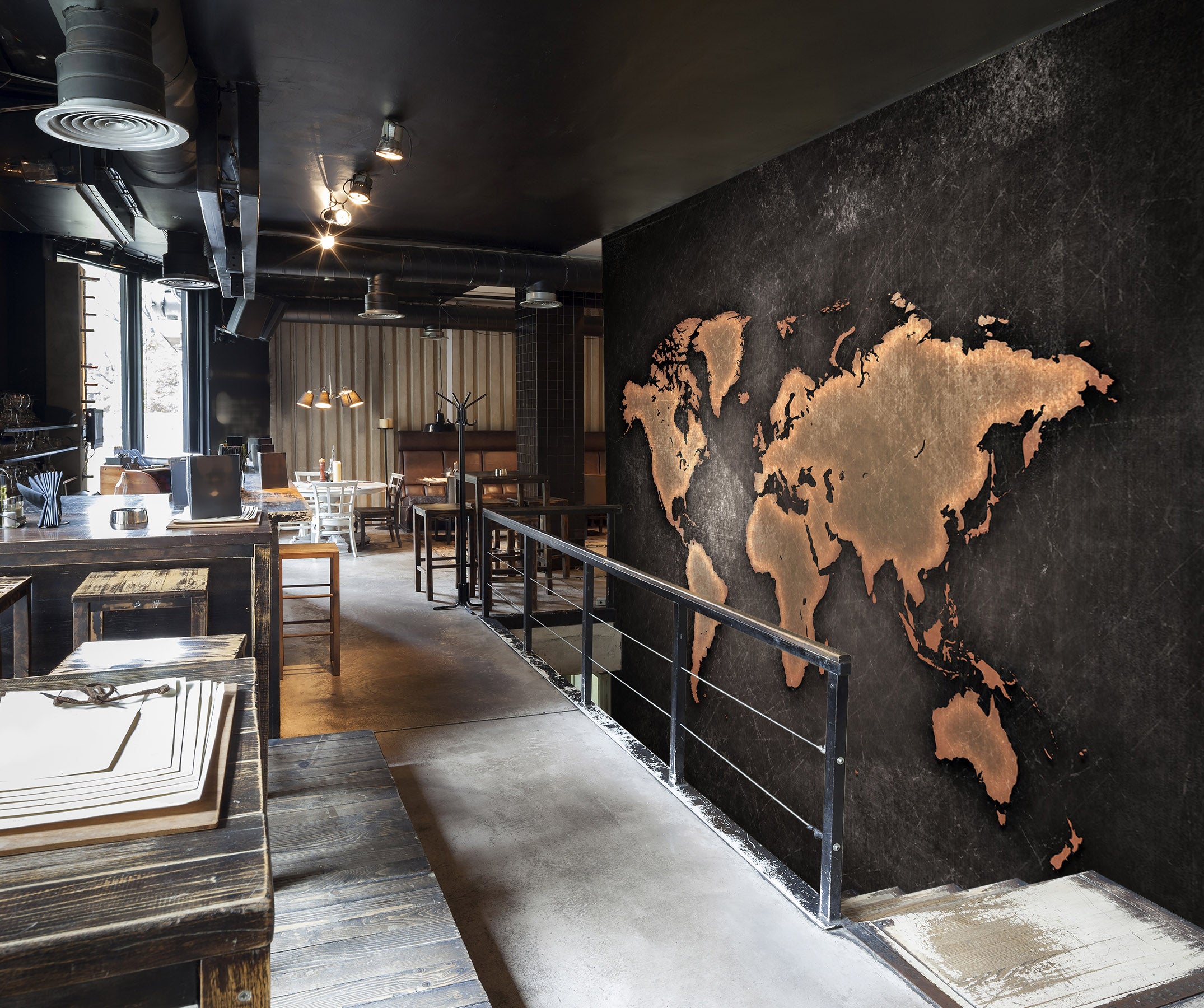 3D Gold Pattern 2005 World Map Wall Murals