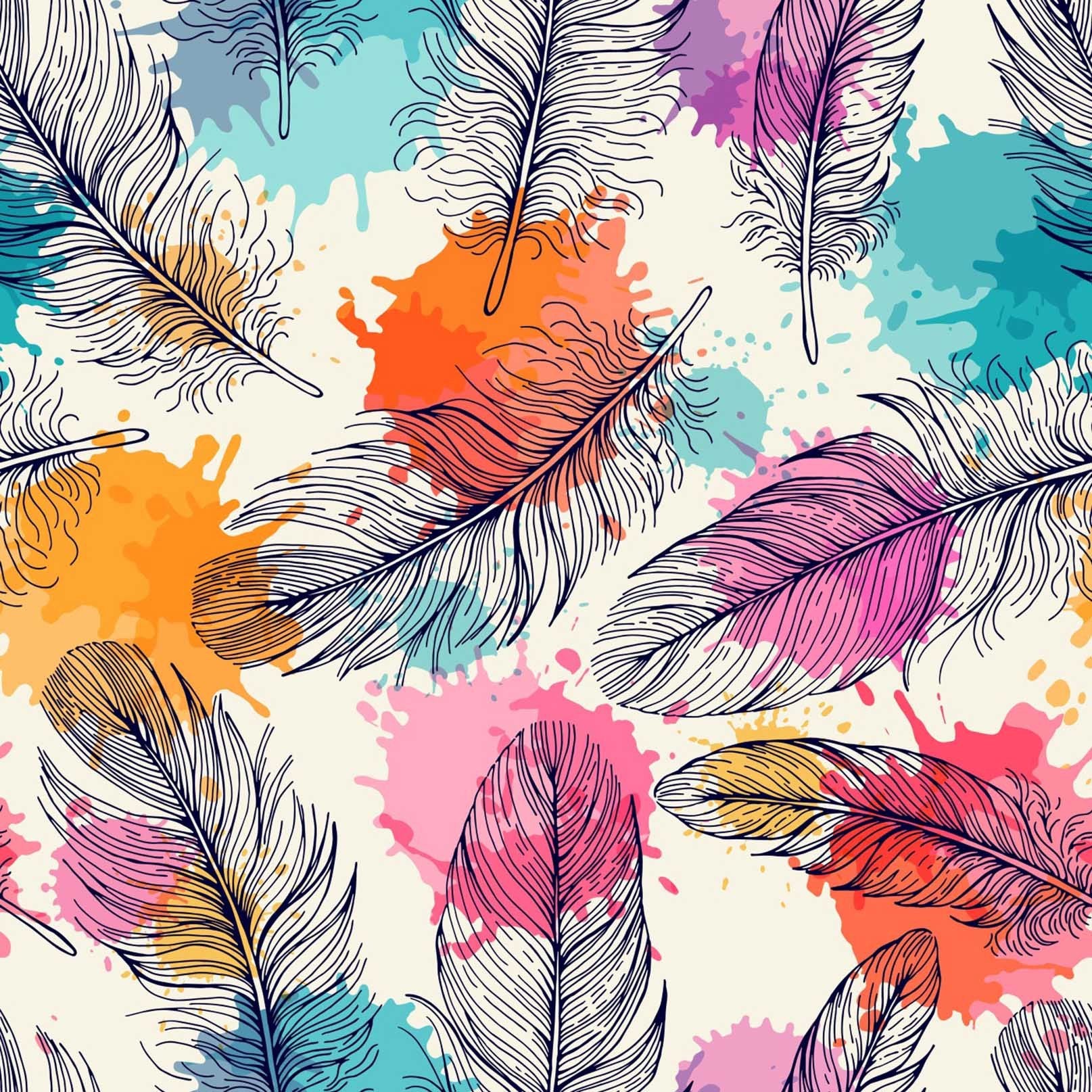 3D Feathers And Color Dots 1152 Stair Risers Wallpaper AJ Wallpaper