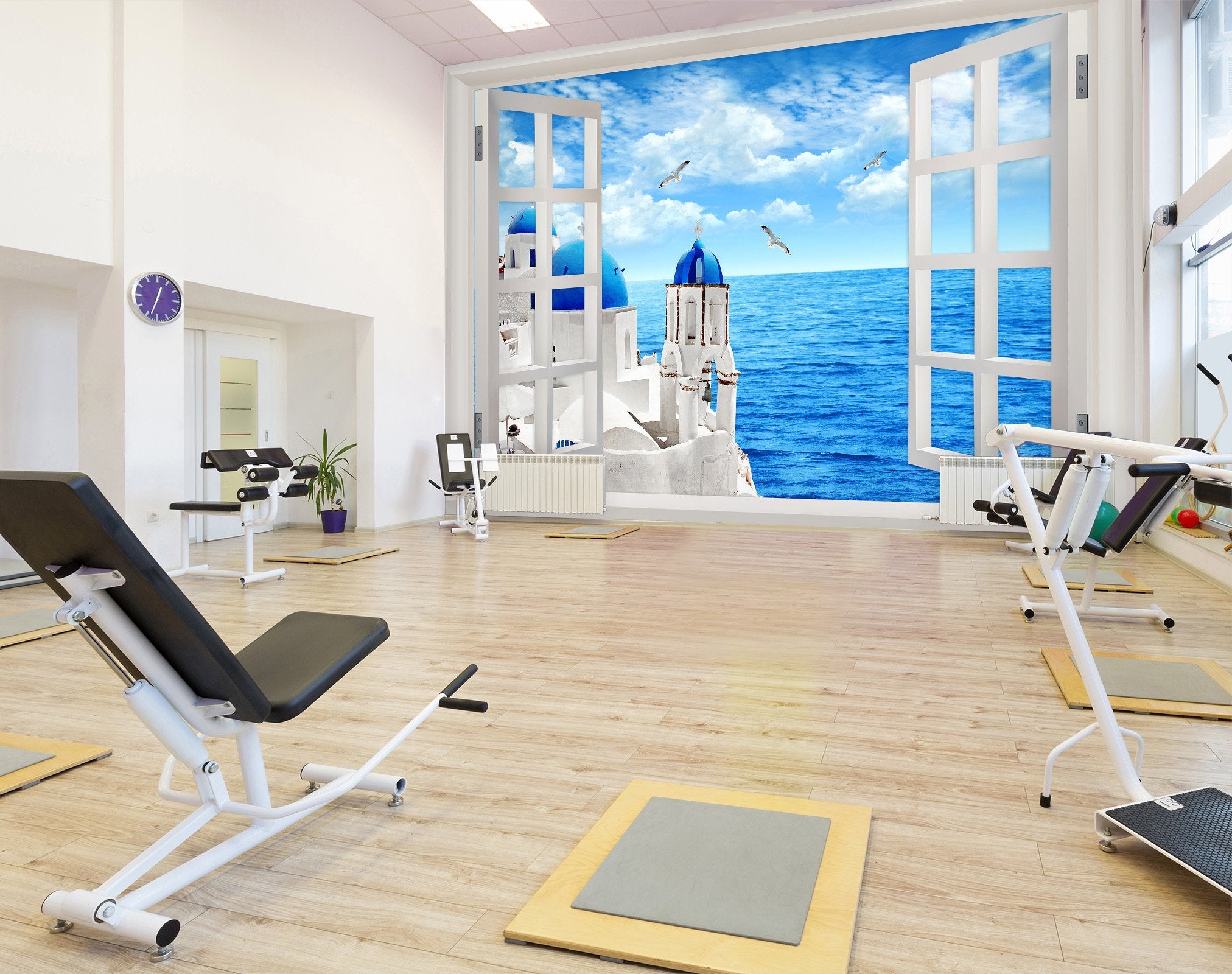 3D window blue ocean views 04 Wall Murals Wallpaper AJ Wallpaper