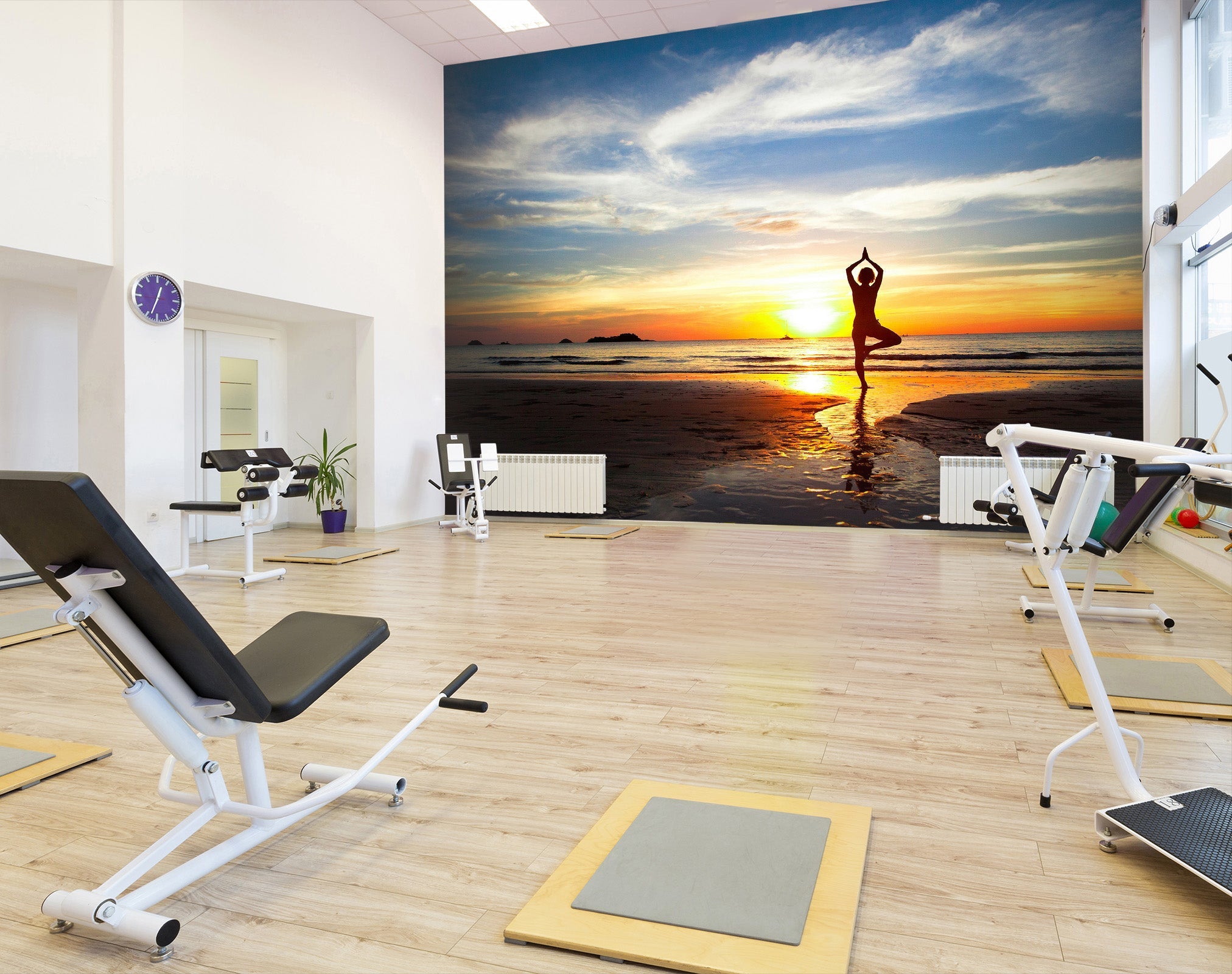 3D Sunset Yoga 026 Wall Murals Wallpaper AJ Wallpaper 2