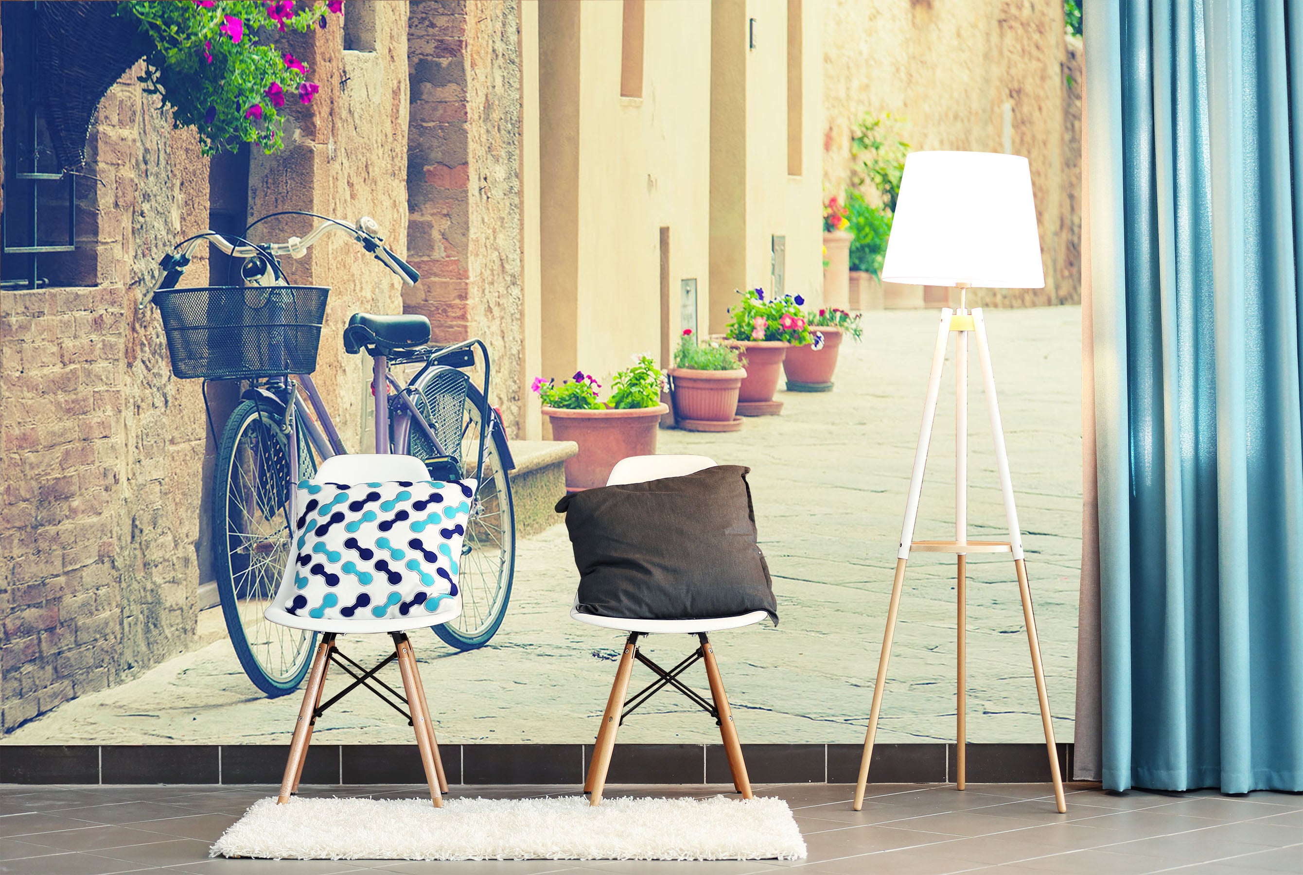 3D Bicycle Flower Pot 309 Vehicle Wall Murals