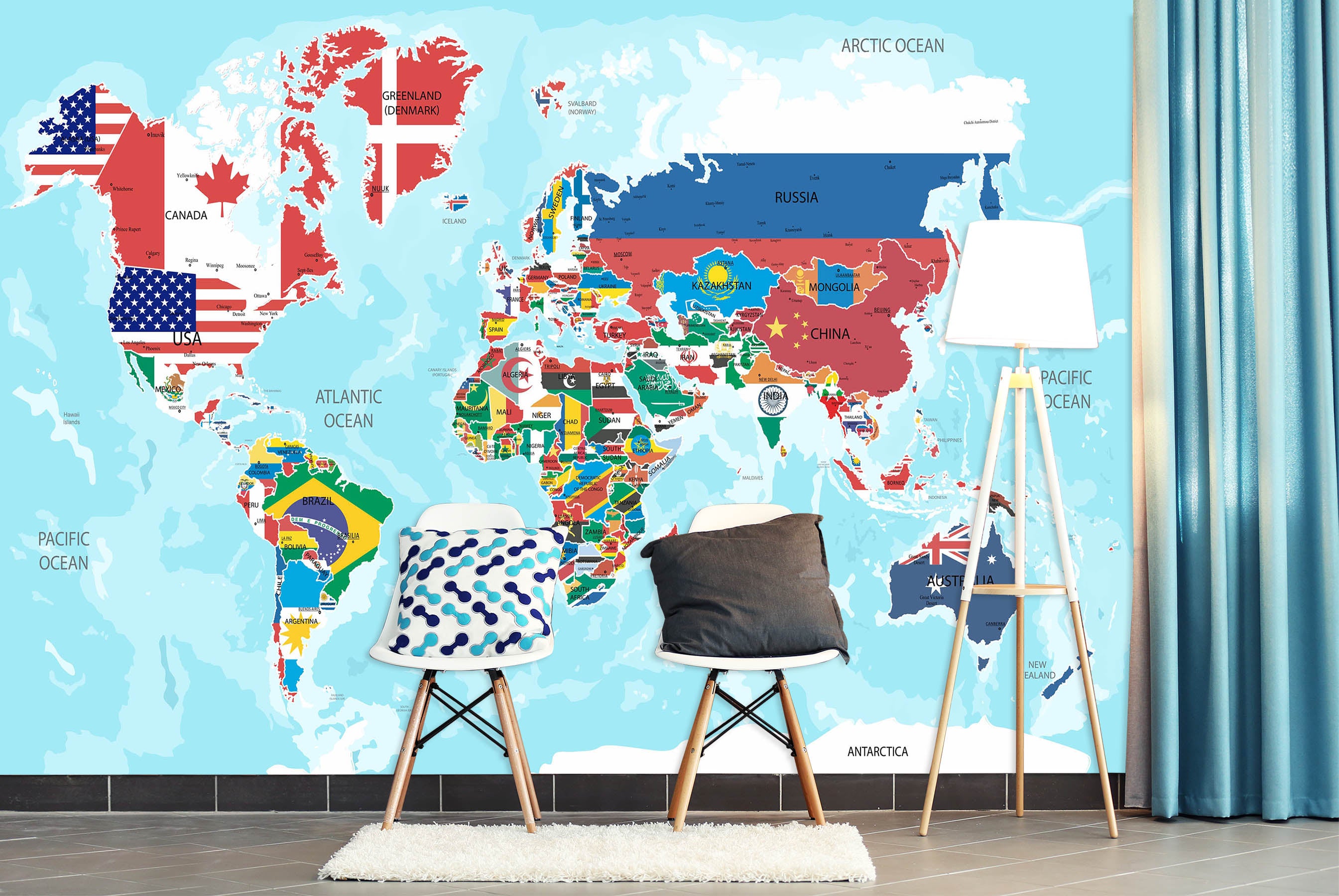 3D Color Painting 2165 World Map Wall Murals