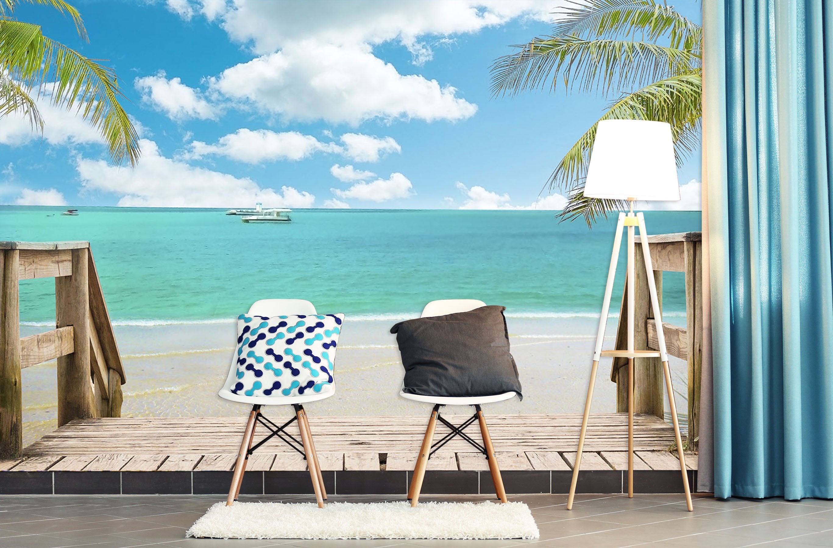 3D Coconut Tree Sea 633 Wallpaper AJ Wallpaper 2