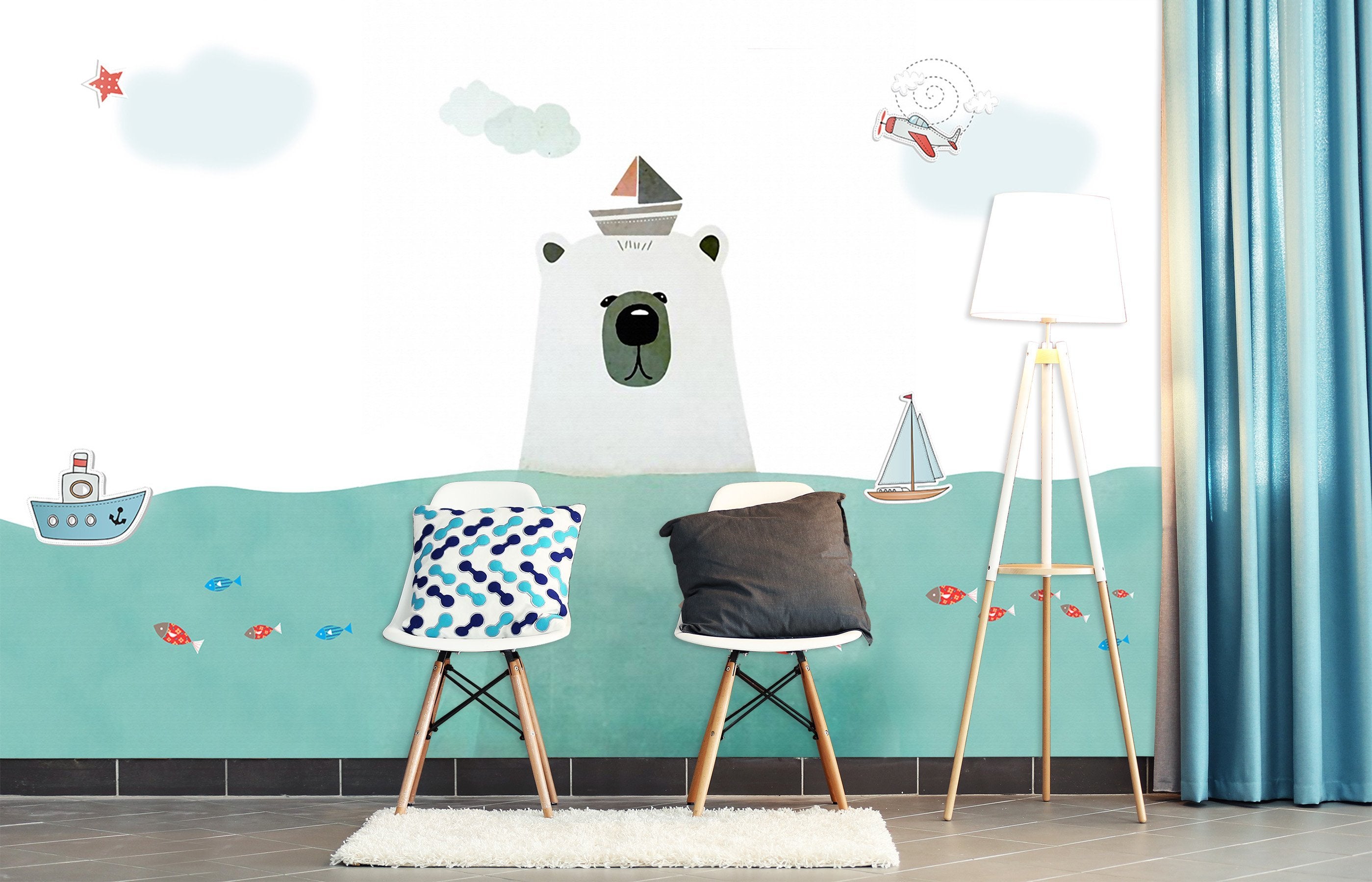 3D White Bear Fish 545 Wallpaper AJ Wallpaper 2