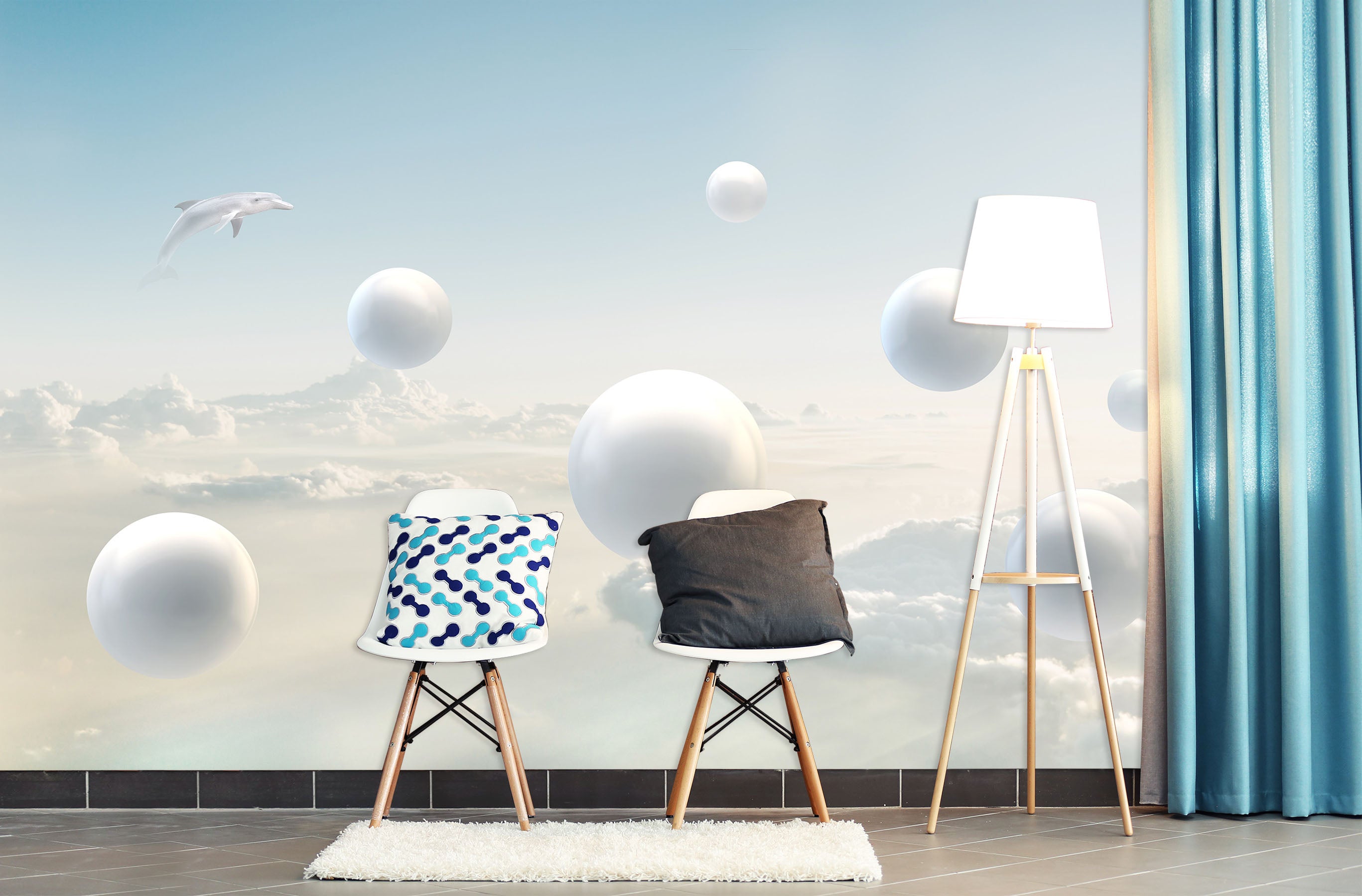 3D White Balloon 1540 Wall Murals