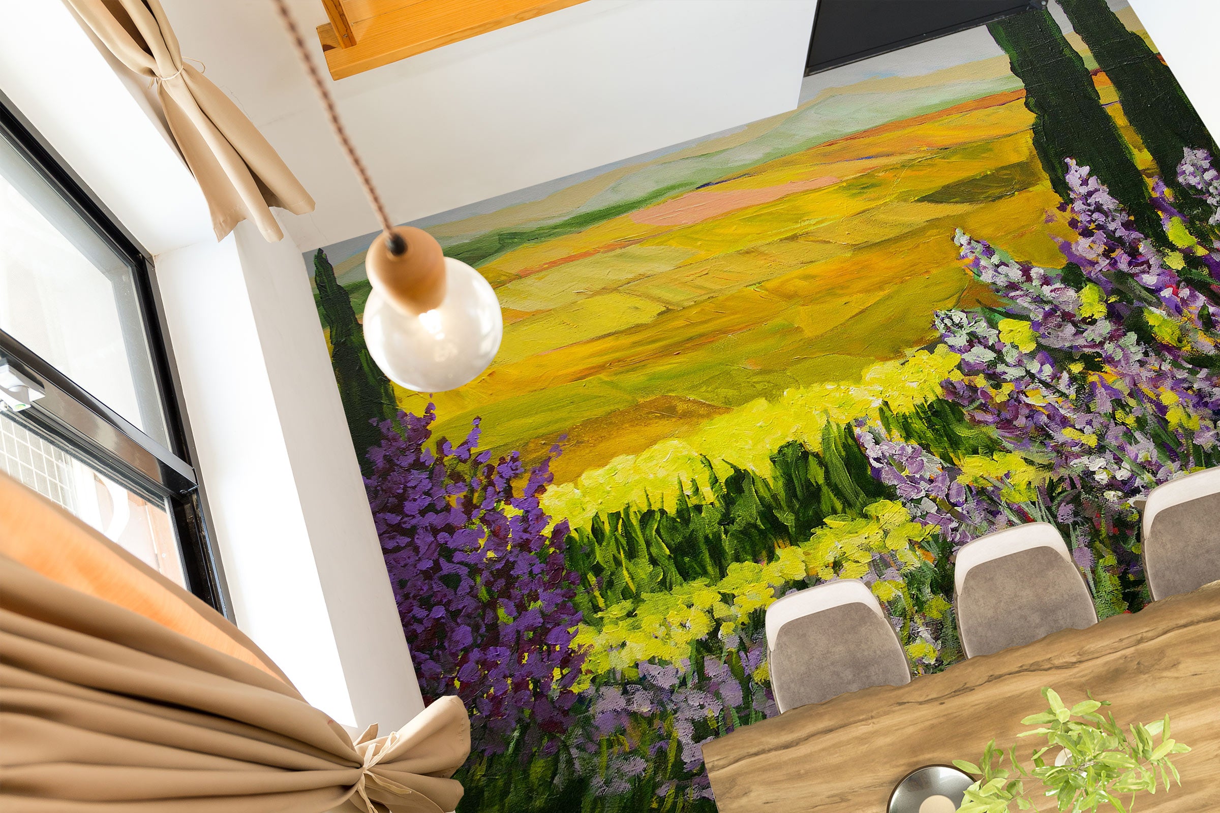3D Flower Bush Yellow Field 9660 Allan P. Friedlander Floor Mural Wallpaper Murals Self-Adhesive Removable Print Epoxy
