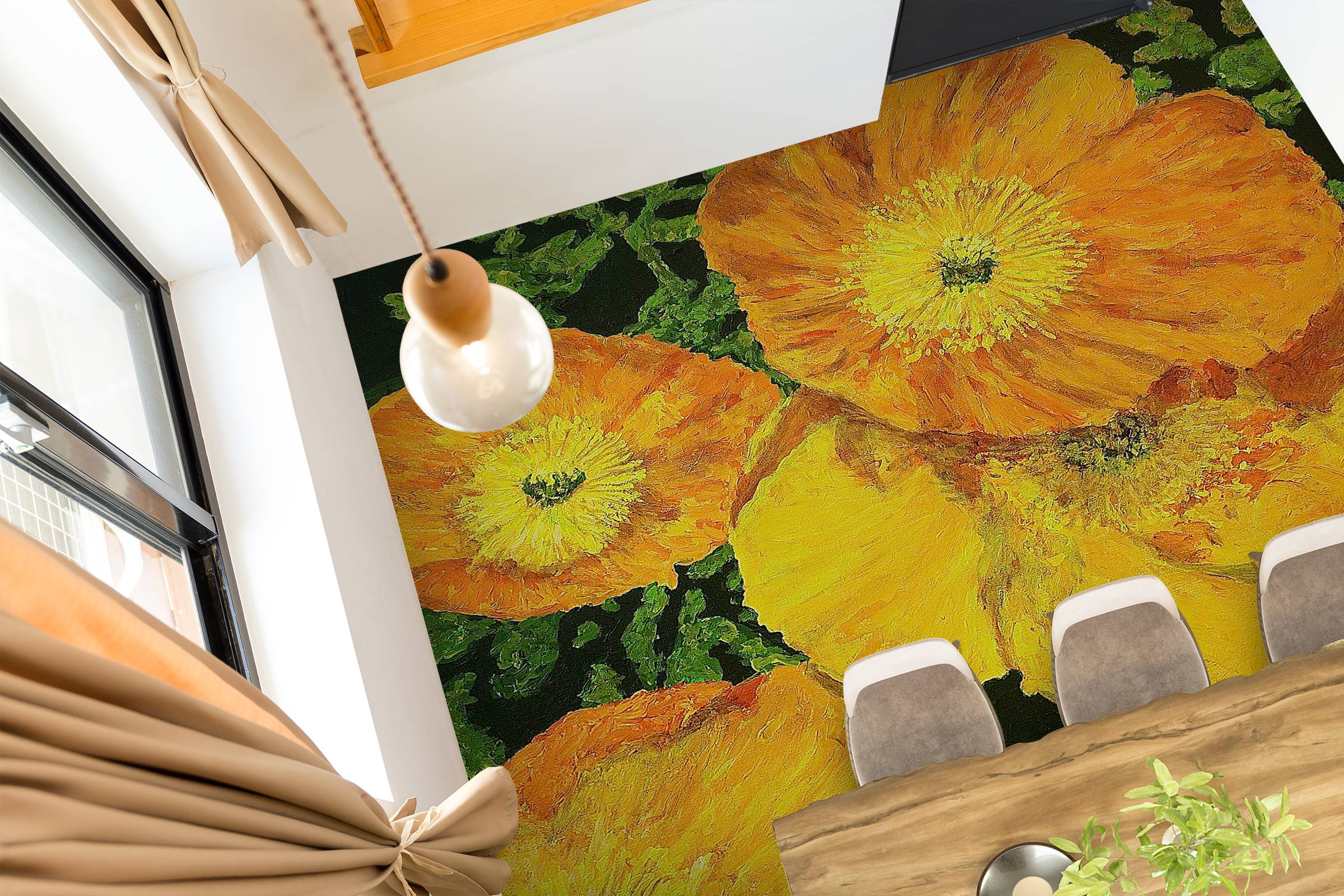 3D Yellow Flower 9601 Allan P. Friedlander Floor Mural Wallpaper Murals Self-Adhesive Removable Print Epoxy