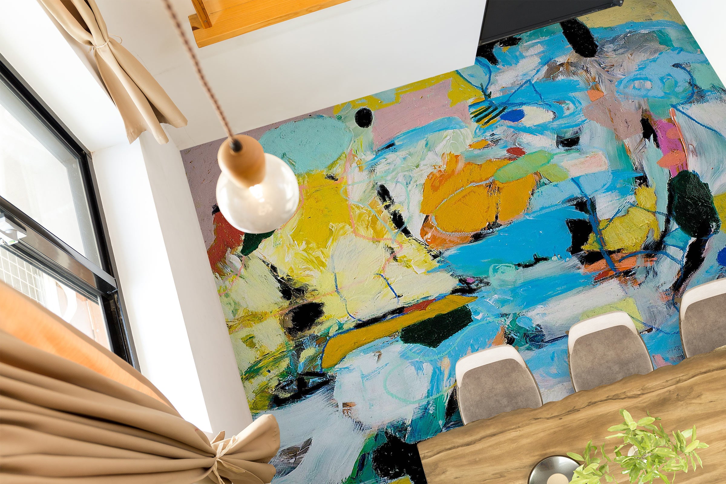 3D Blue Color Brush Paint 9550 Allan P. Friedlander Floor Mural Wallpaper Murals Self-Adhesive Removable Print Epoxy