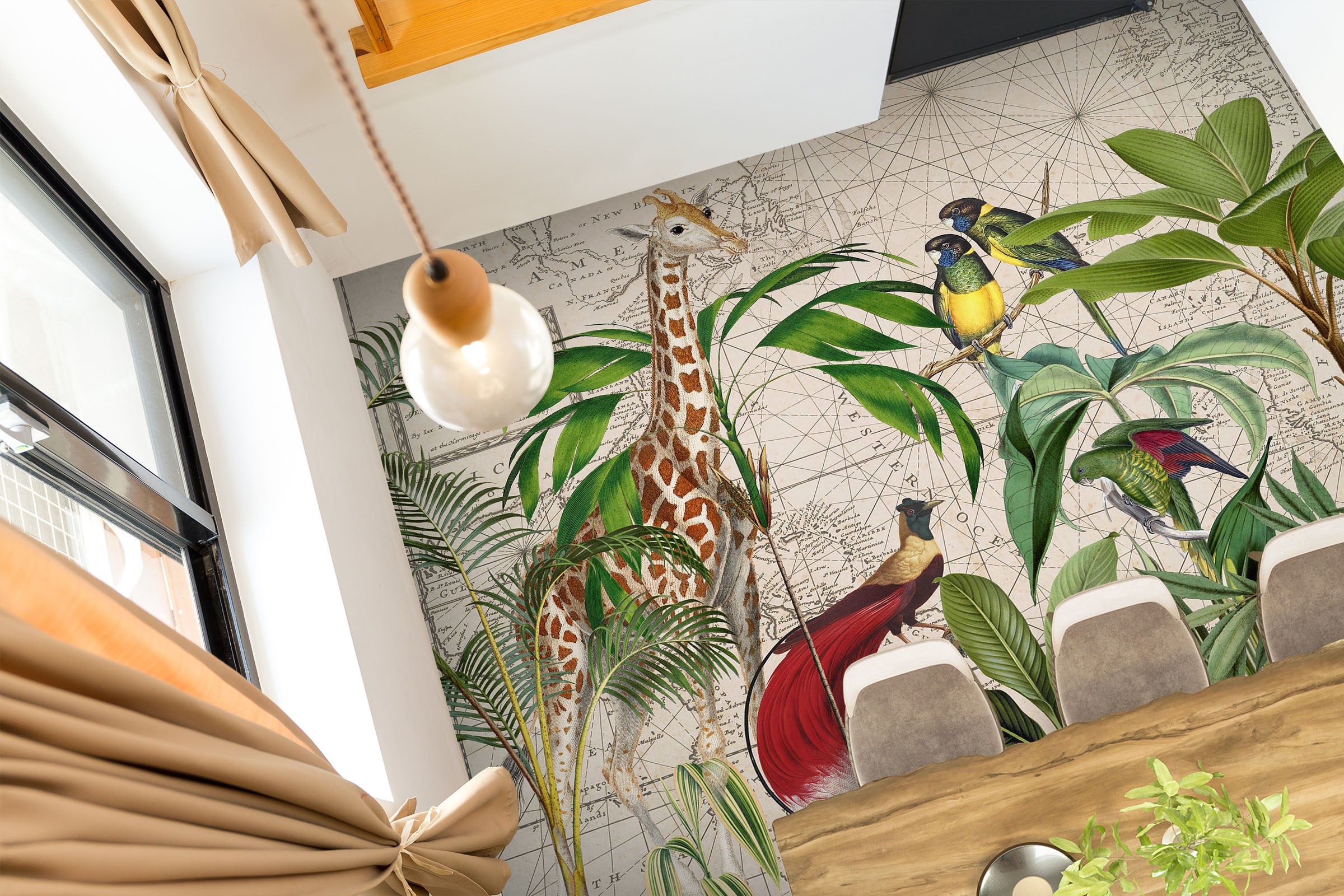 3D Jungle Giraffe Bird 104174 Andrea Haase Floor Mural Wallpaper Murals Self-Adhesive Removable Print Epoxy