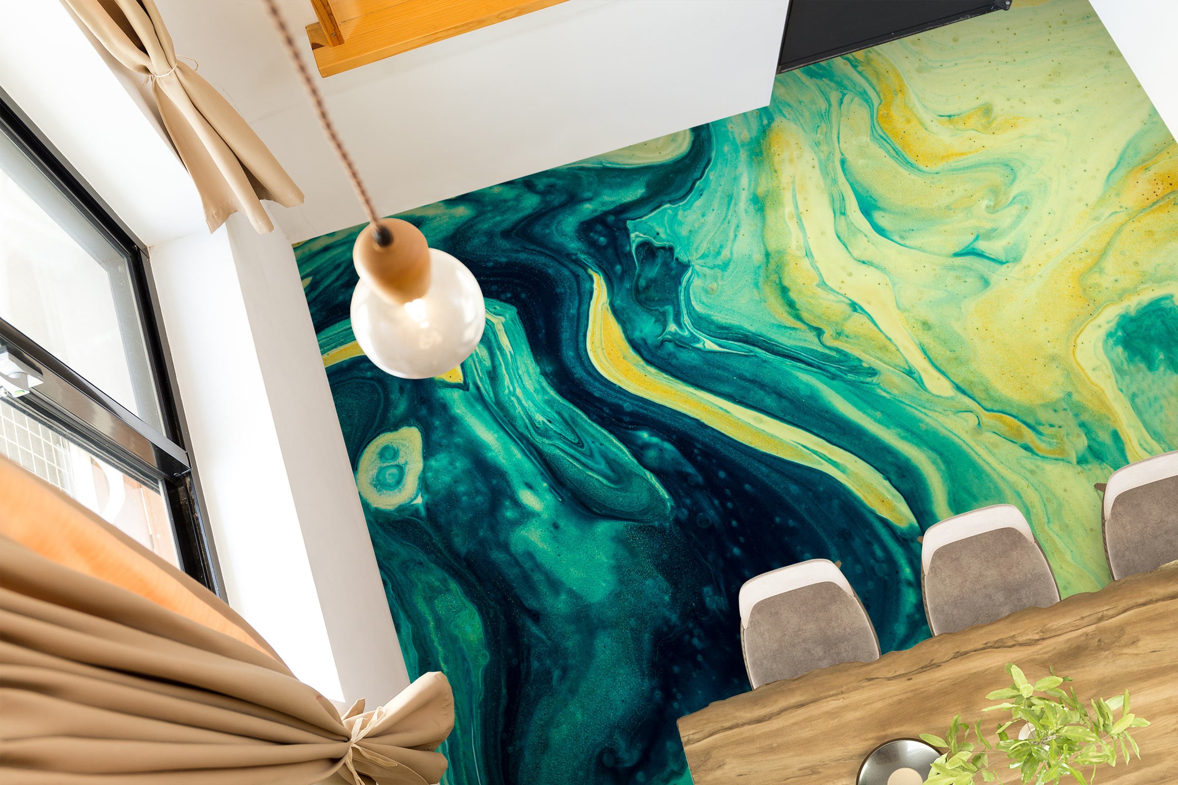 3D Yellow-green Fusion 1156 Floor Mural Wallpaper Murals Self-Adhesive Removable Print Epoxy