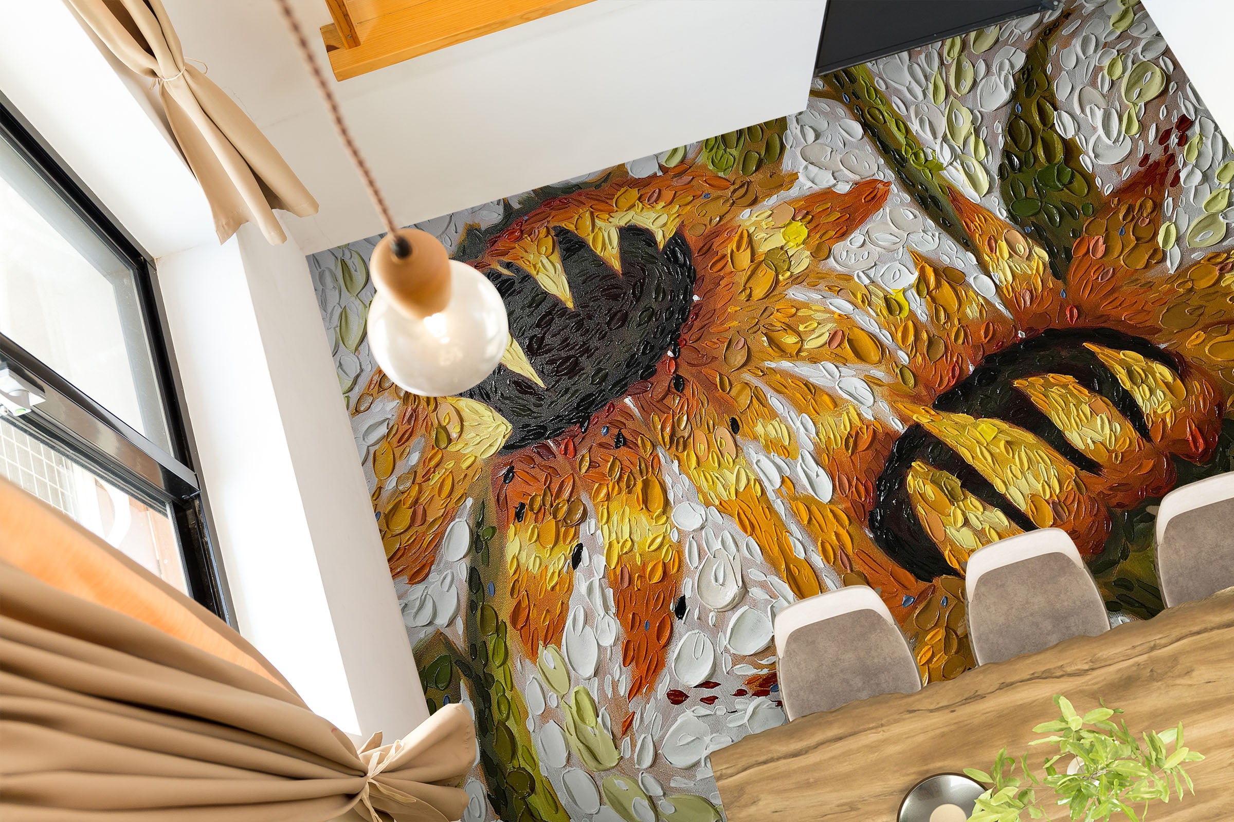 3D Sunflower 102170 Dena Tollefson Floor Mural Wallpaper Murals Self-Adhesive Removable Print Epoxy