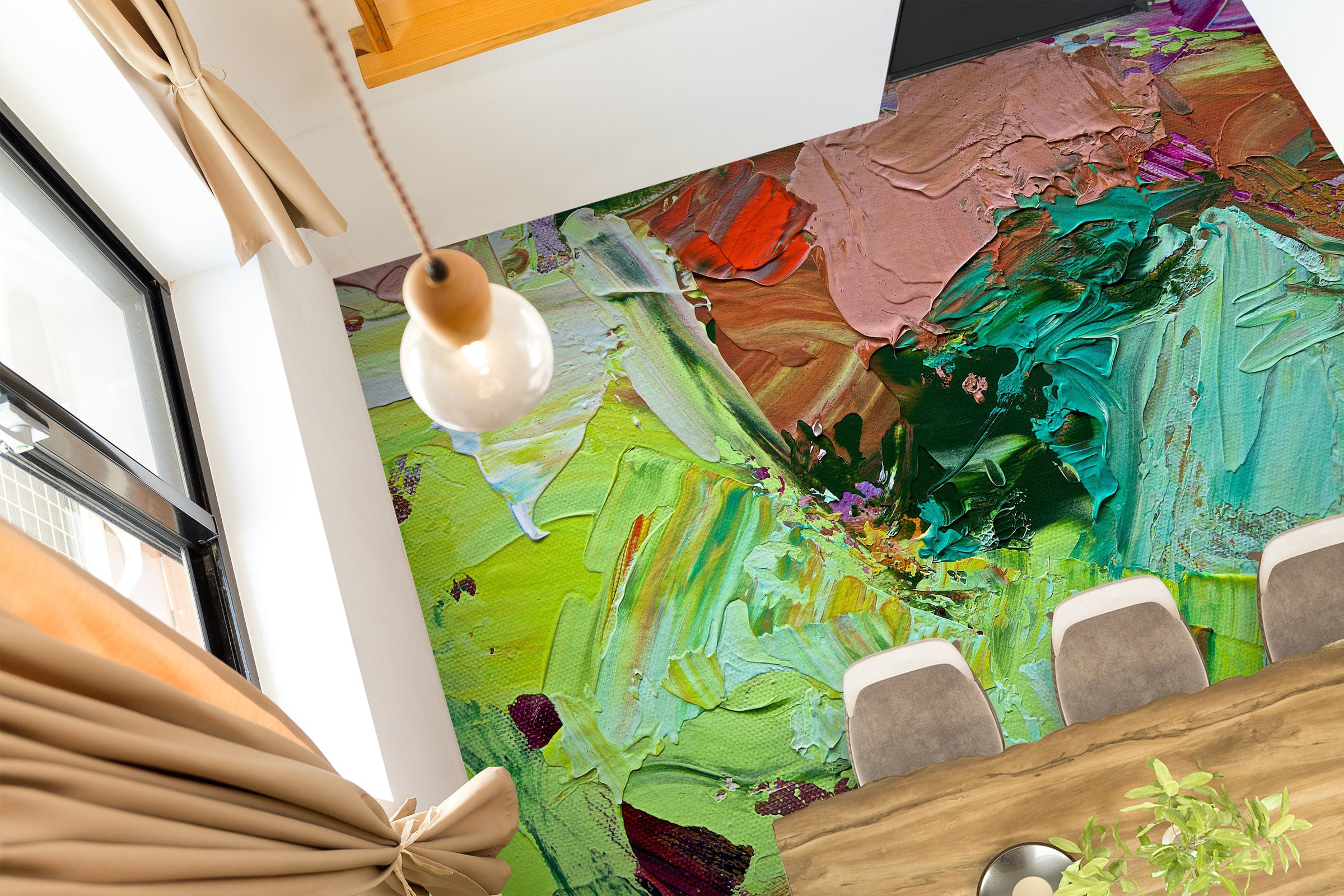 3D Green Paint Brush Pattern 9635 Allan P. Friedlander Floor Mural Wallpaper Murals Self-Adhesive Removable Print Epoxy