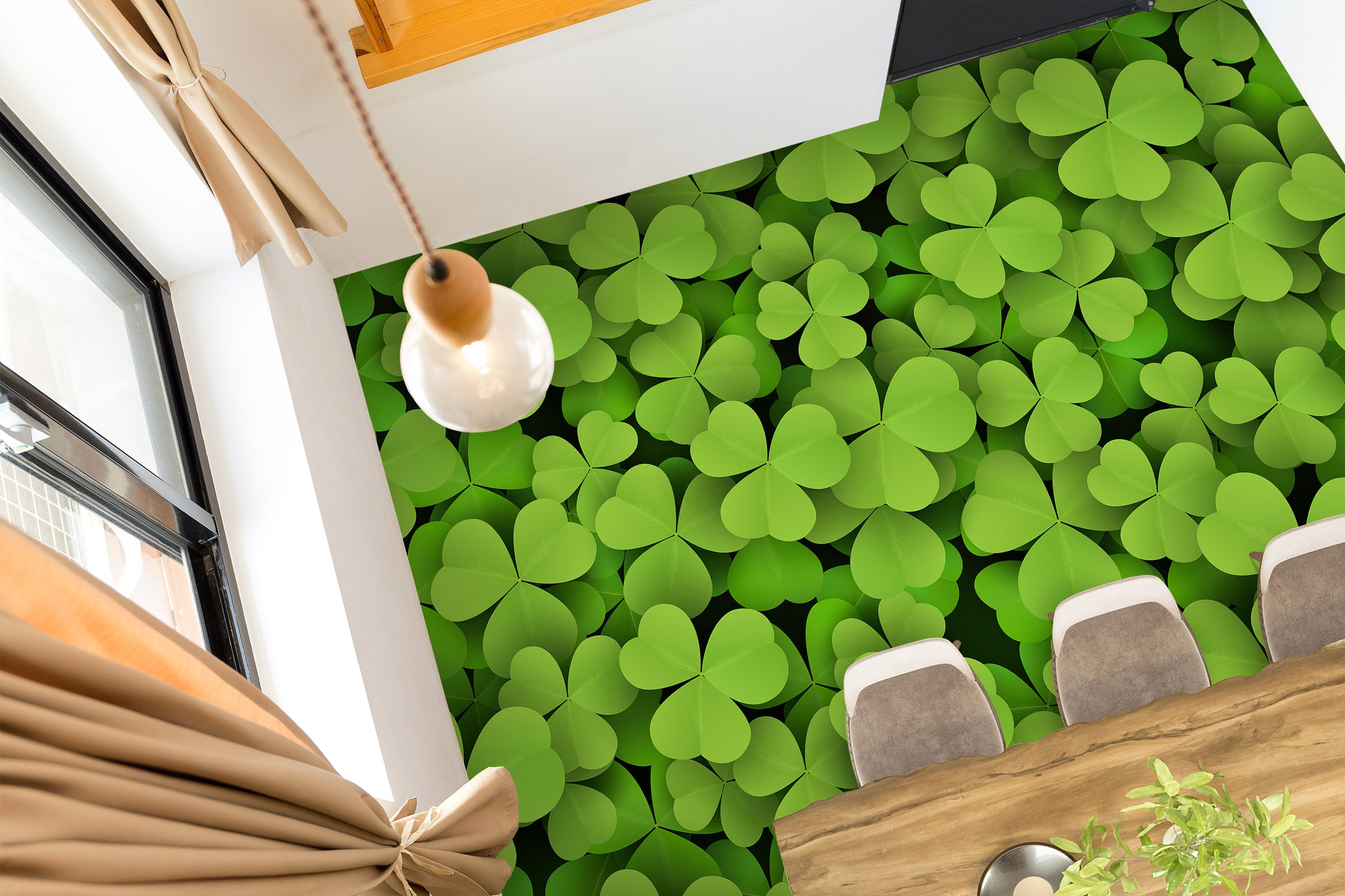 3D Green Clover 816 Floor Mural Wallpaper Murals Rug & Mat Print Epoxy waterproof bath floor