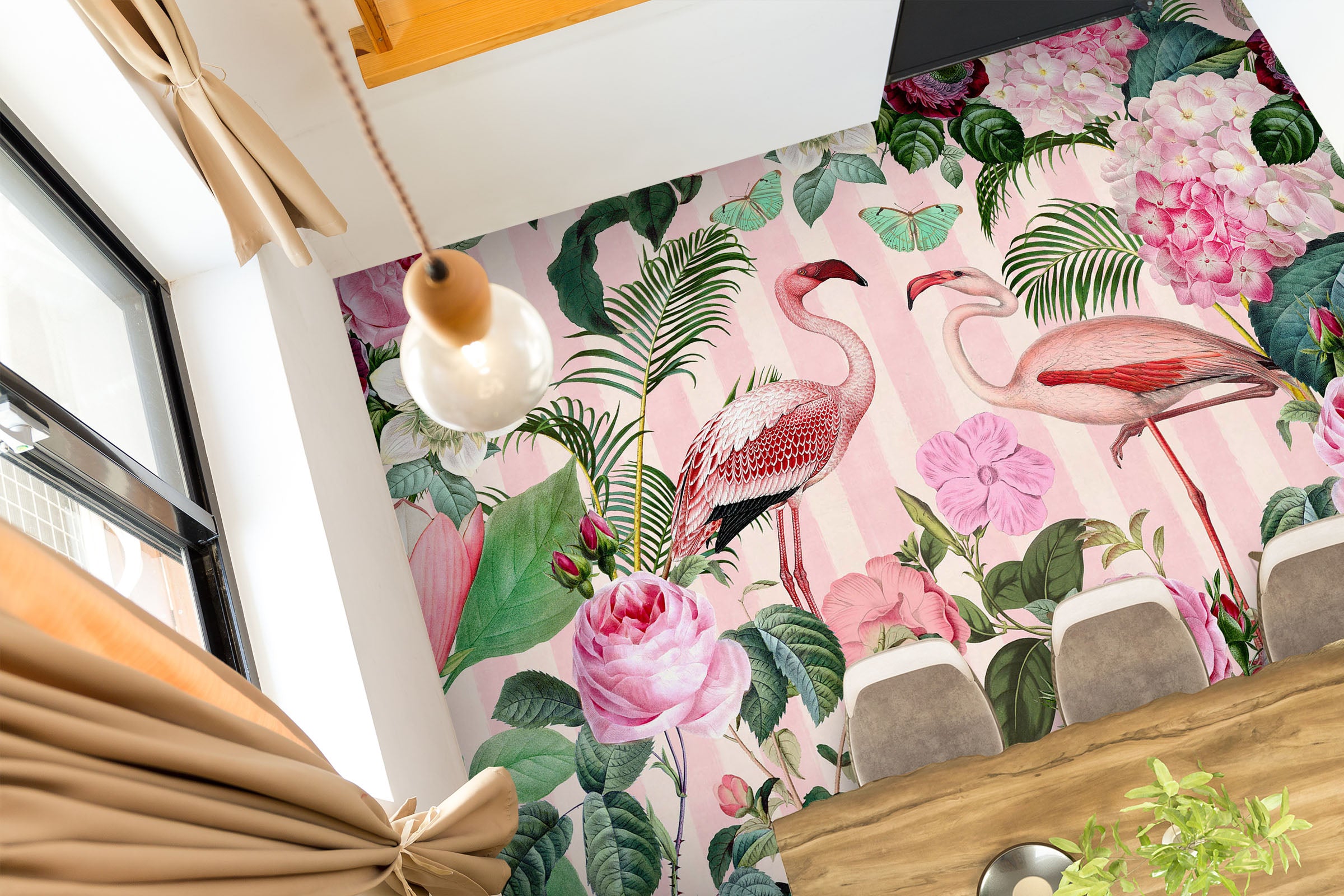 3D Flamingo Flowers Leaf Pattern 104144 Andrea Haase Floor Mural Wallpaper Murals Self-Adhesive Removable Print Epoxy