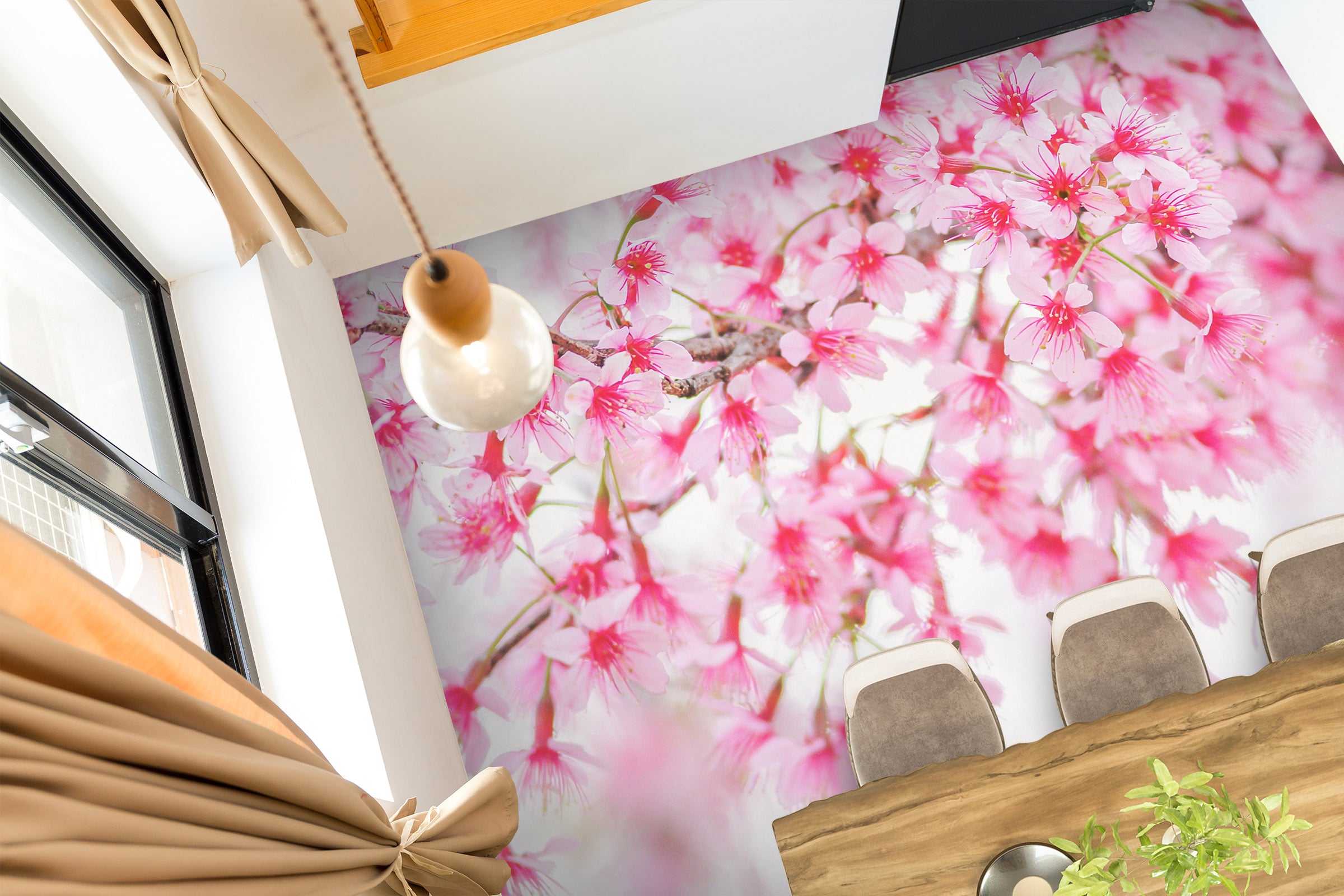 3D Romantic Pink Flowers 1236 Floor Mural Wallpaper Murals Self-Adhesive Removable Print Epoxy