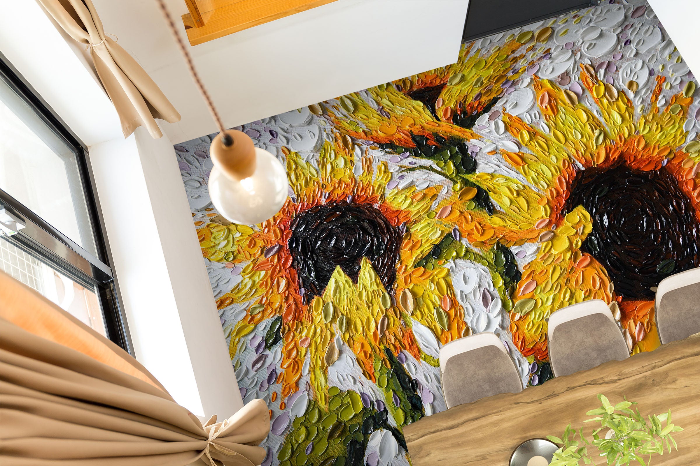 3D Sunflower 102154 Dena Tollefson Floor Mural Wallpaper Murals Self-Adhesive Removable Print Epoxy