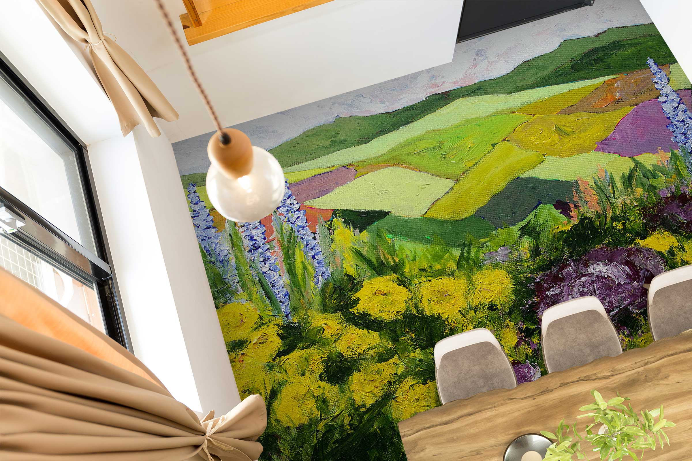 3D Flower Bush Lawn Hillside 9659 Allan P. Friedlander Floor Mural Wallpaper Murals Self-Adhesive Removable Print Epoxy