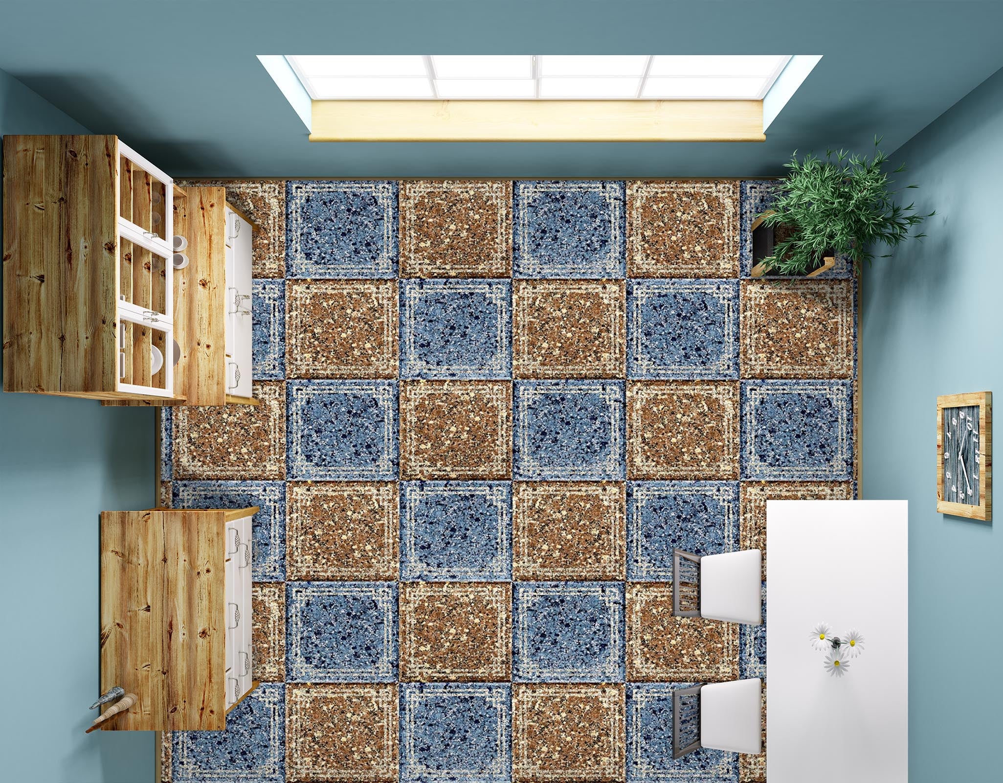 3D Two-color Exquisite Squares 974 Floor Mural Wallpaper Murals Self-Adhesive Removable Print Epoxy