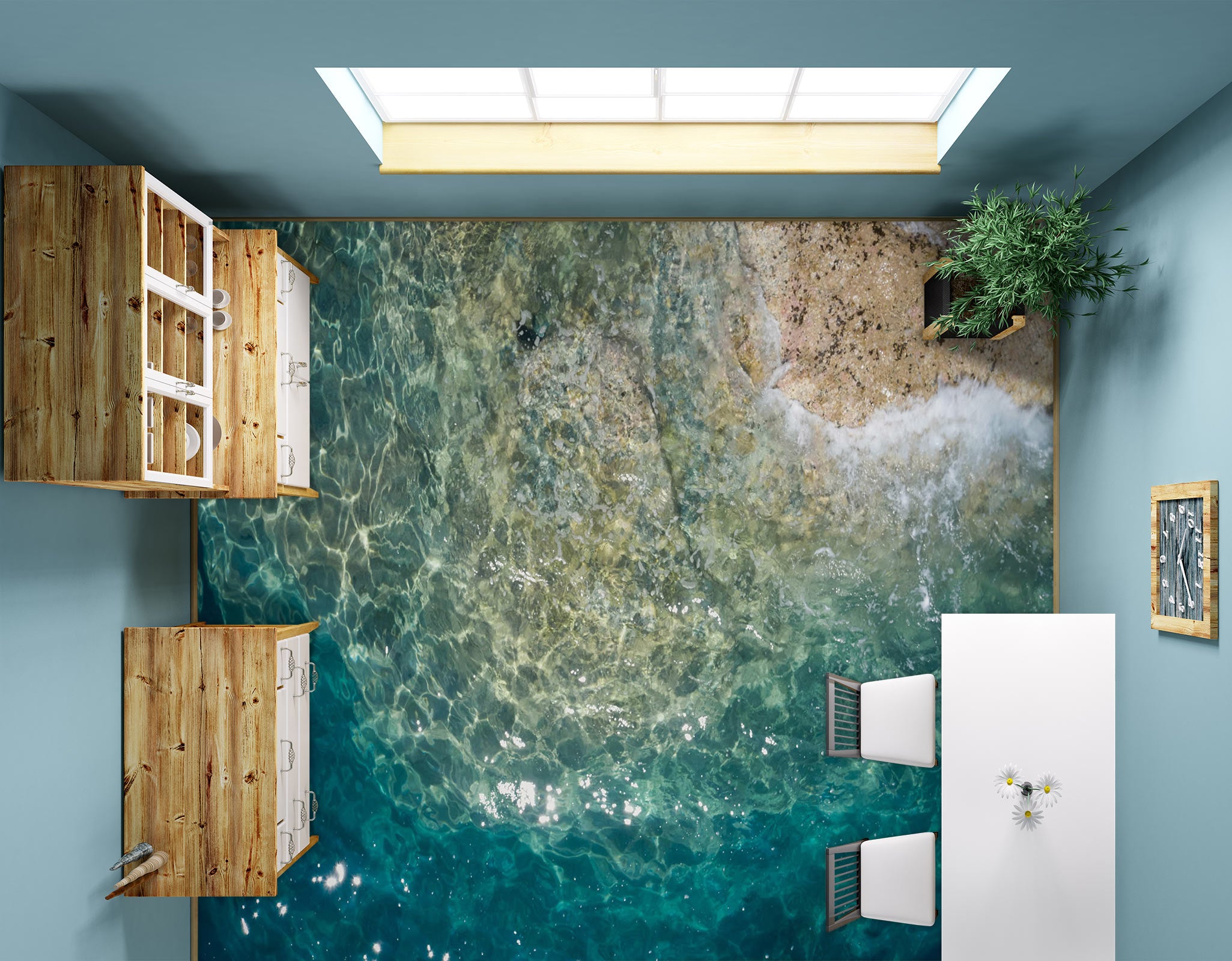 3D Clear Shallow Sea 485 Floor Mural
