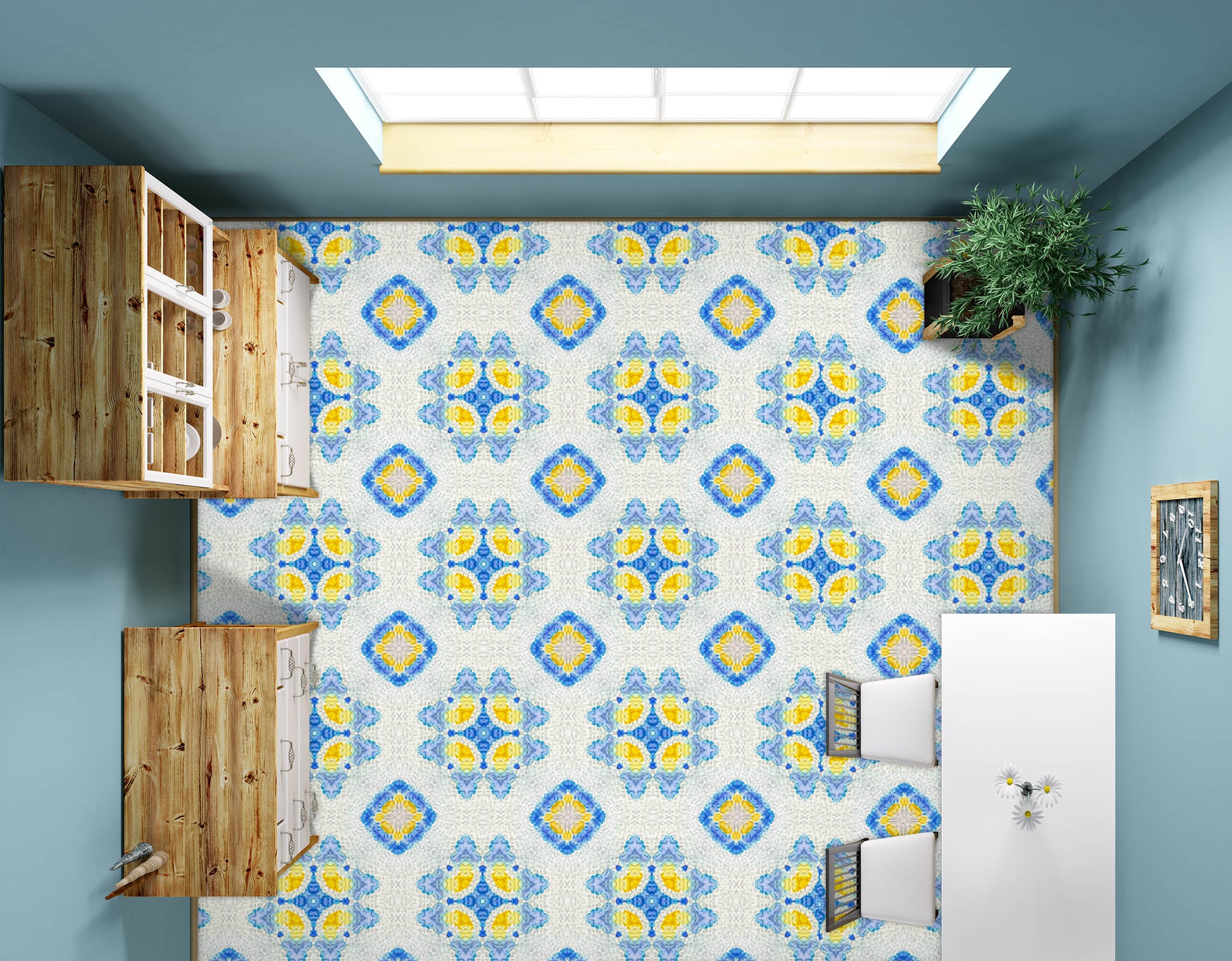 3D Yellow Flower Pattern 755 Floor Mural Wallpaper Murals Rug & Mat Print Epoxy waterproof bath floor