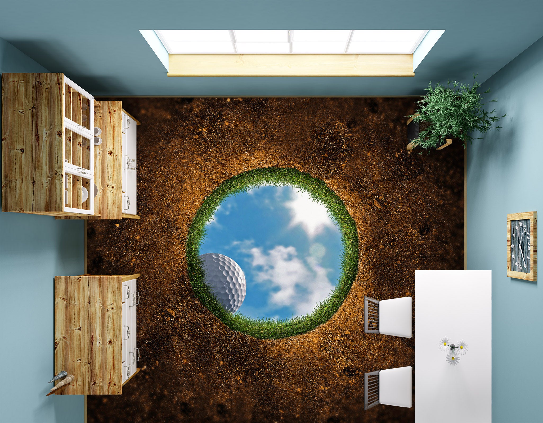 3D Hole And Sky 1469 Floor Mural Wallpaper Murals Self-Adhesive Removable Print Epoxy