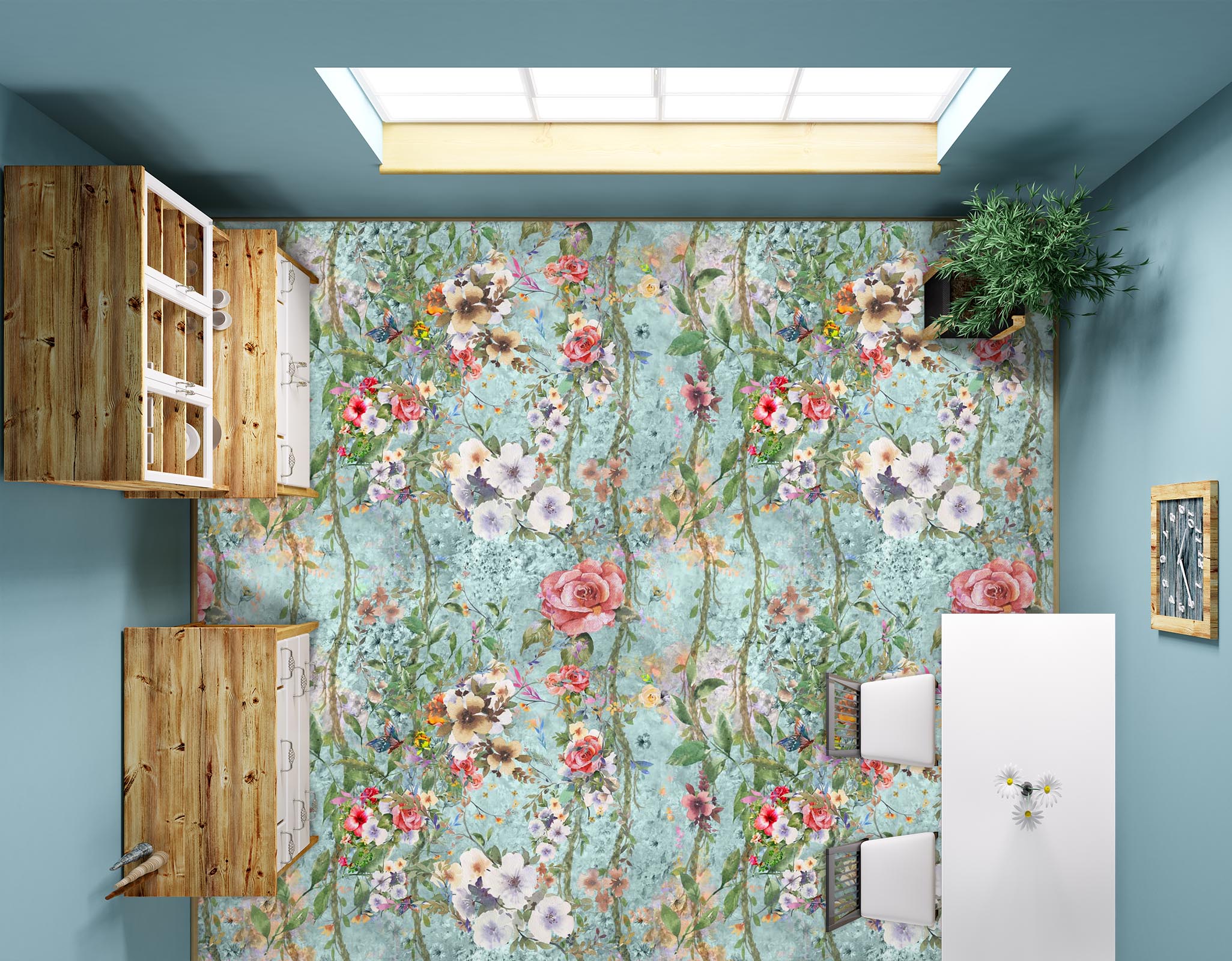 3D Vintage Flowers 1252 Floor Mural Wallpaper Murals Self-Adhesive Removable Print Epoxy