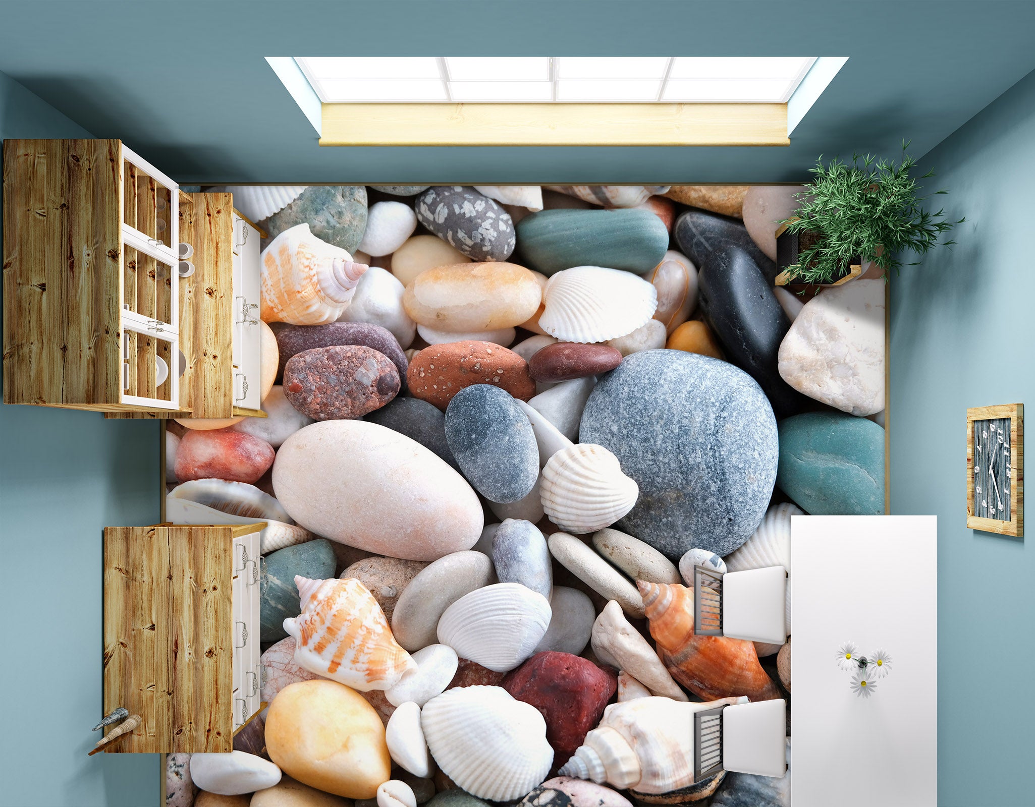 3D Pretty Colored Pebbles 744 Floor Mural Wallpaper Murals Rug & Mat Print Epoxy waterproof bath floor