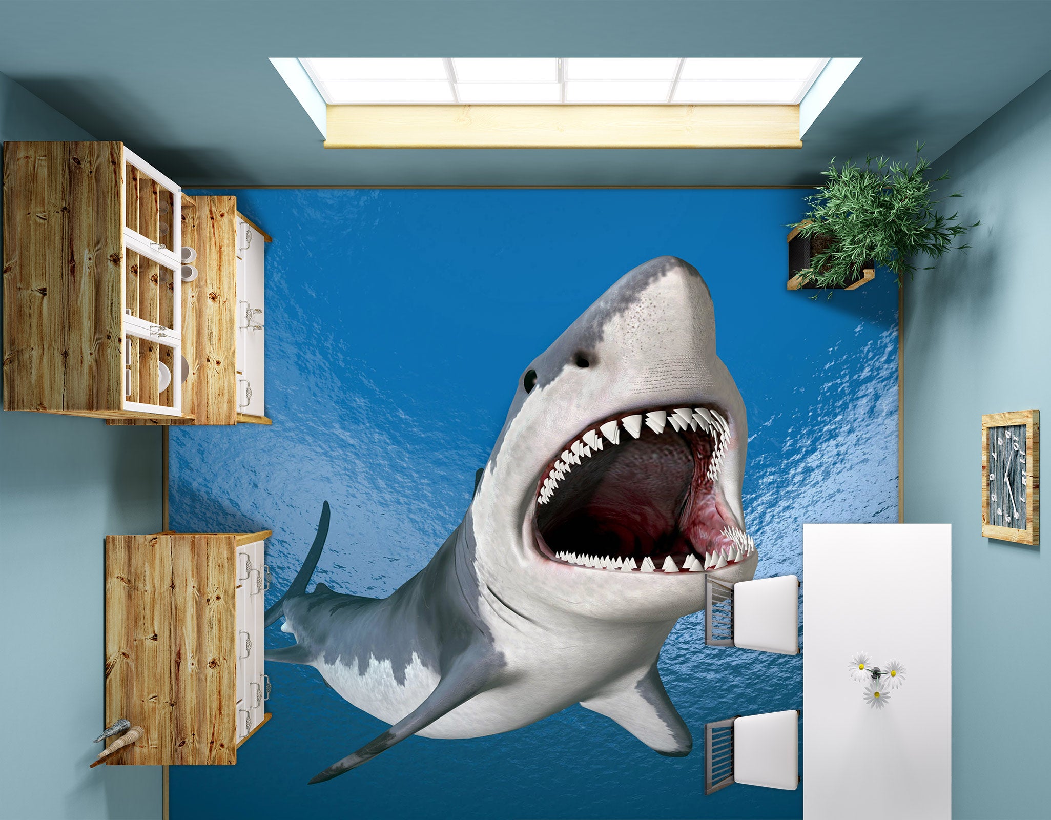 3D Sharp Shark Teeth 1396 Floor Mural Wallpaper Murals Self-Adhesive Removable Print Epoxy