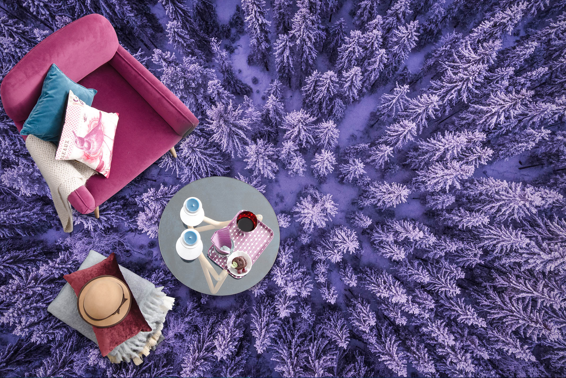 3D Purple Cedar Forest 1498 Floor Mural Wallpaper Murals Self-Adhesive Removable Print Epoxy