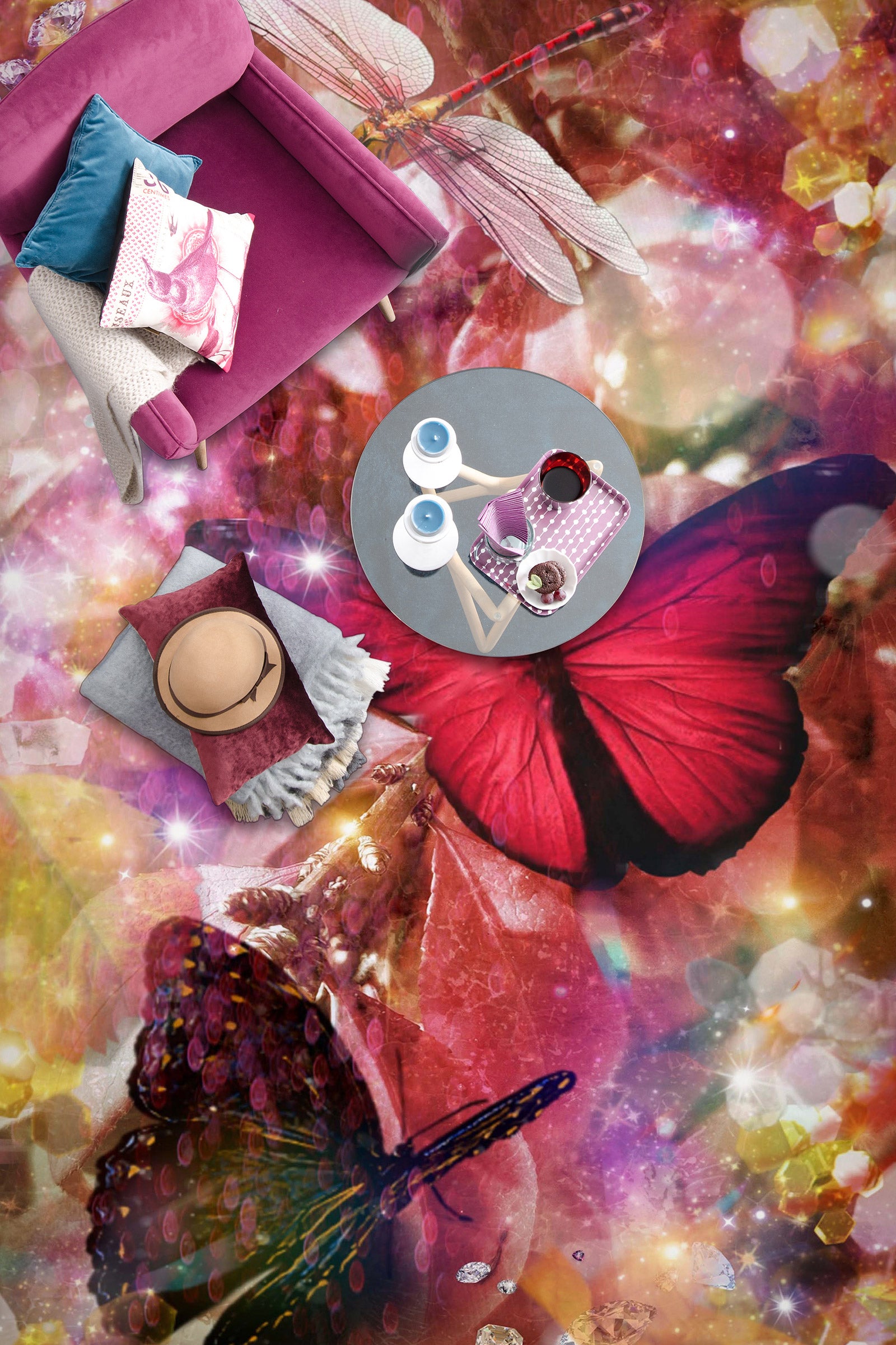 3D Psychedelic Pink Butterfly 500 Floor Mural Wallpaper Murals Rug & Mat Print Epoxy waterproof bath floor