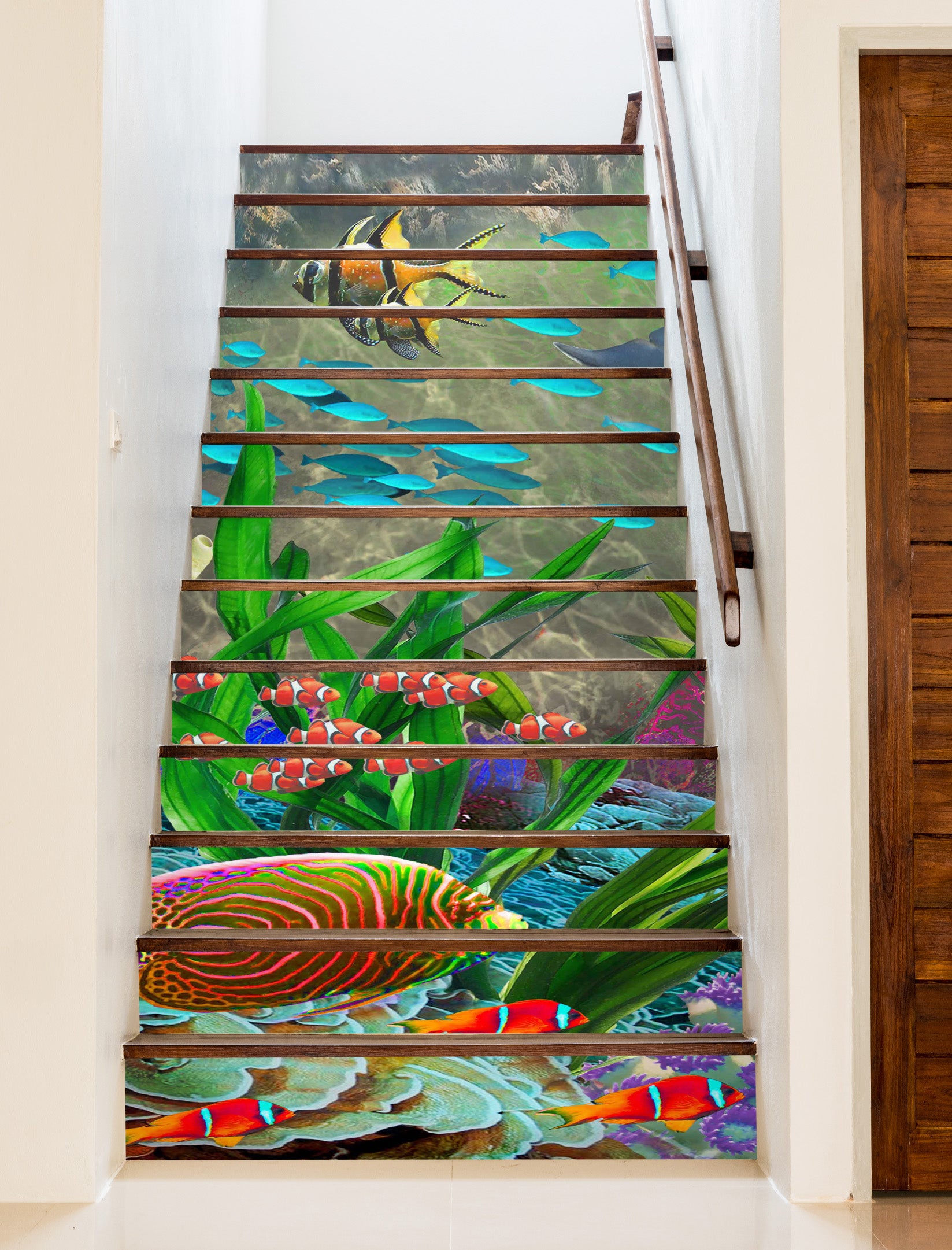 3D Ocean Fish Seaweed 96191 Adrian Chesterman Stair Risers