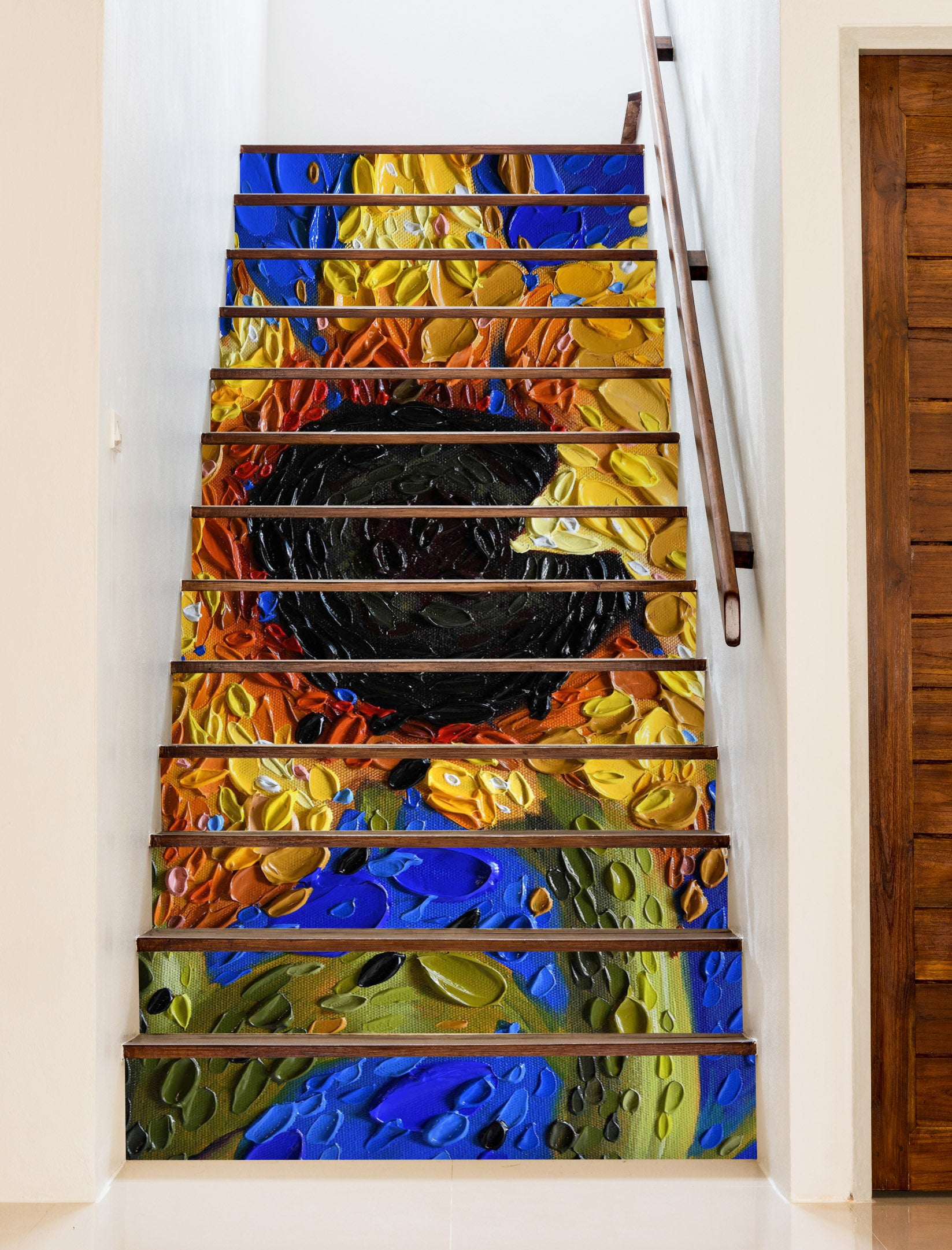 3D Stone Painting Sunflower 96138 Dena Tollefson Stair Risers