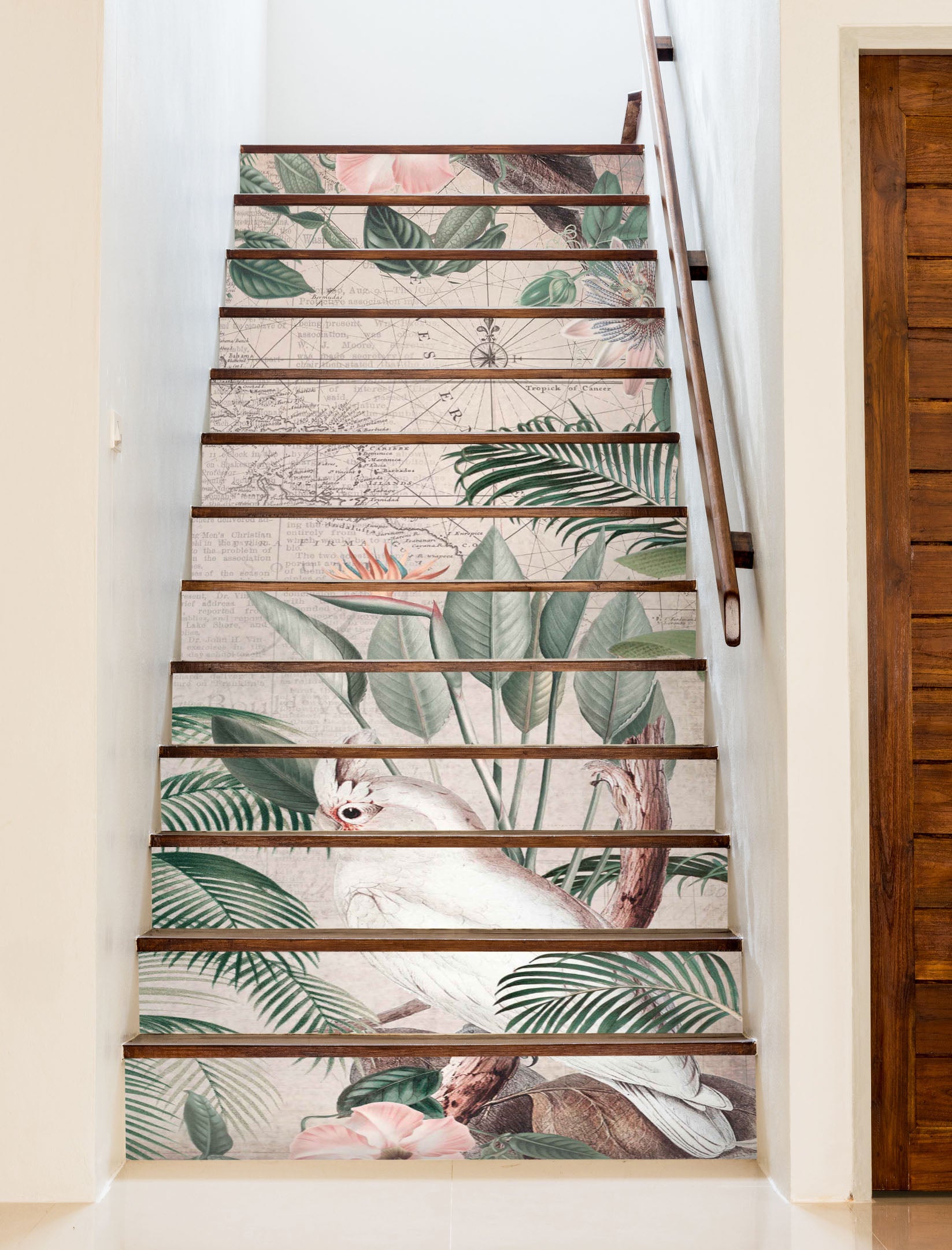 3D White Bird Leaf 11042 Andrea Haase Stair Risers