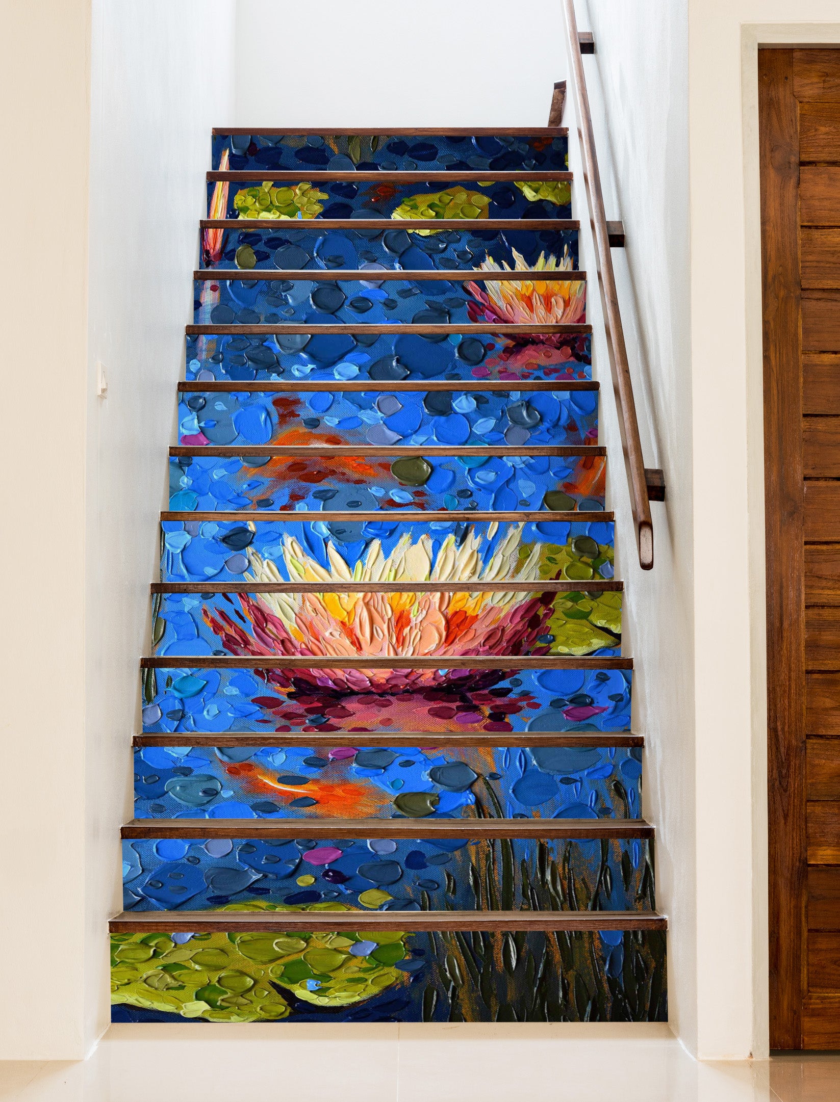 3D Lotus Oil Painting 96145 Dena Tollefson Stair Risers