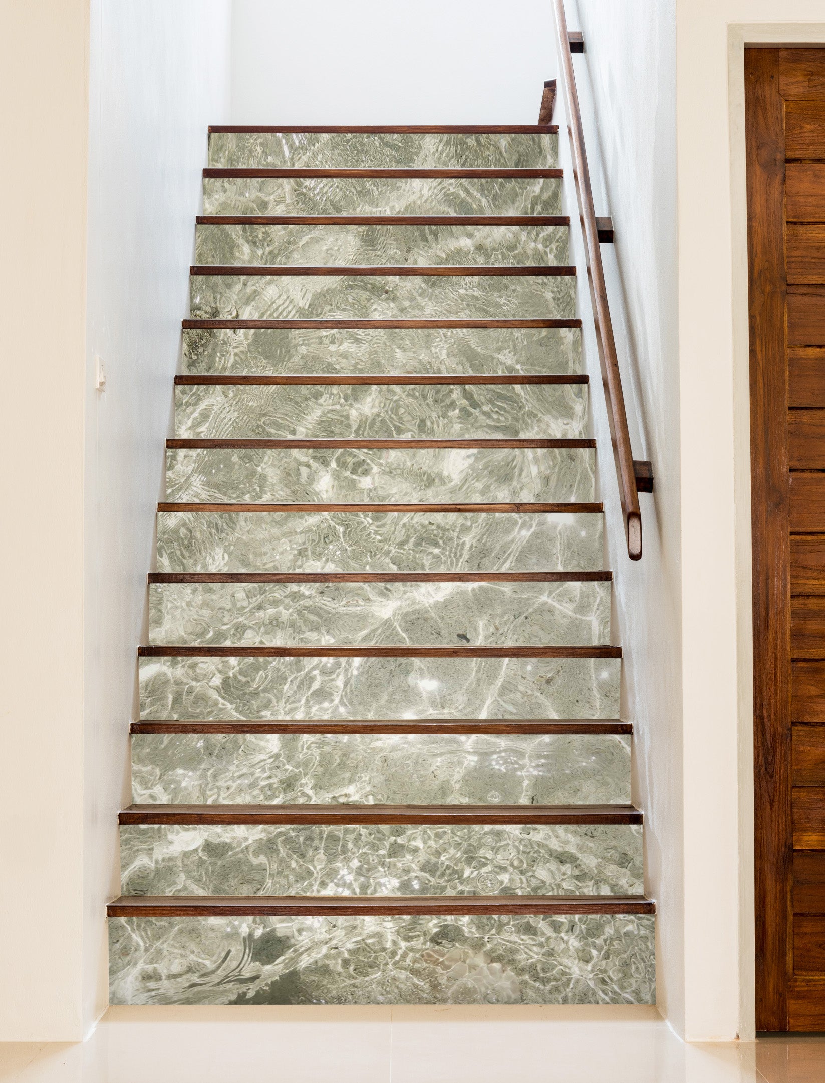 3D Cyan Wave Texture 624 Stair Risers