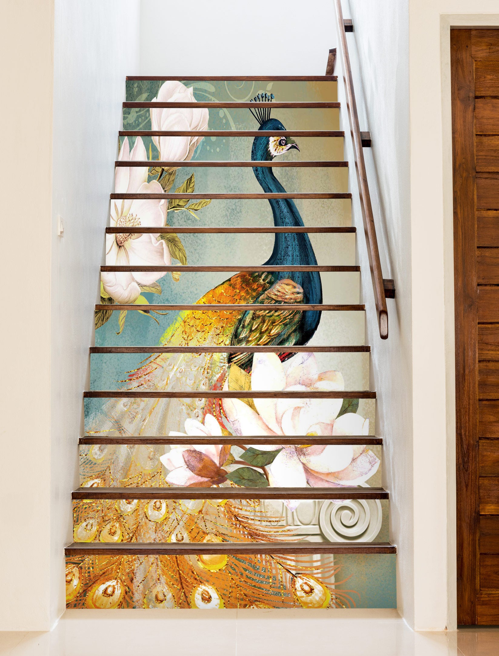 3D Gorgeous Peacock 269 Stair Risers
