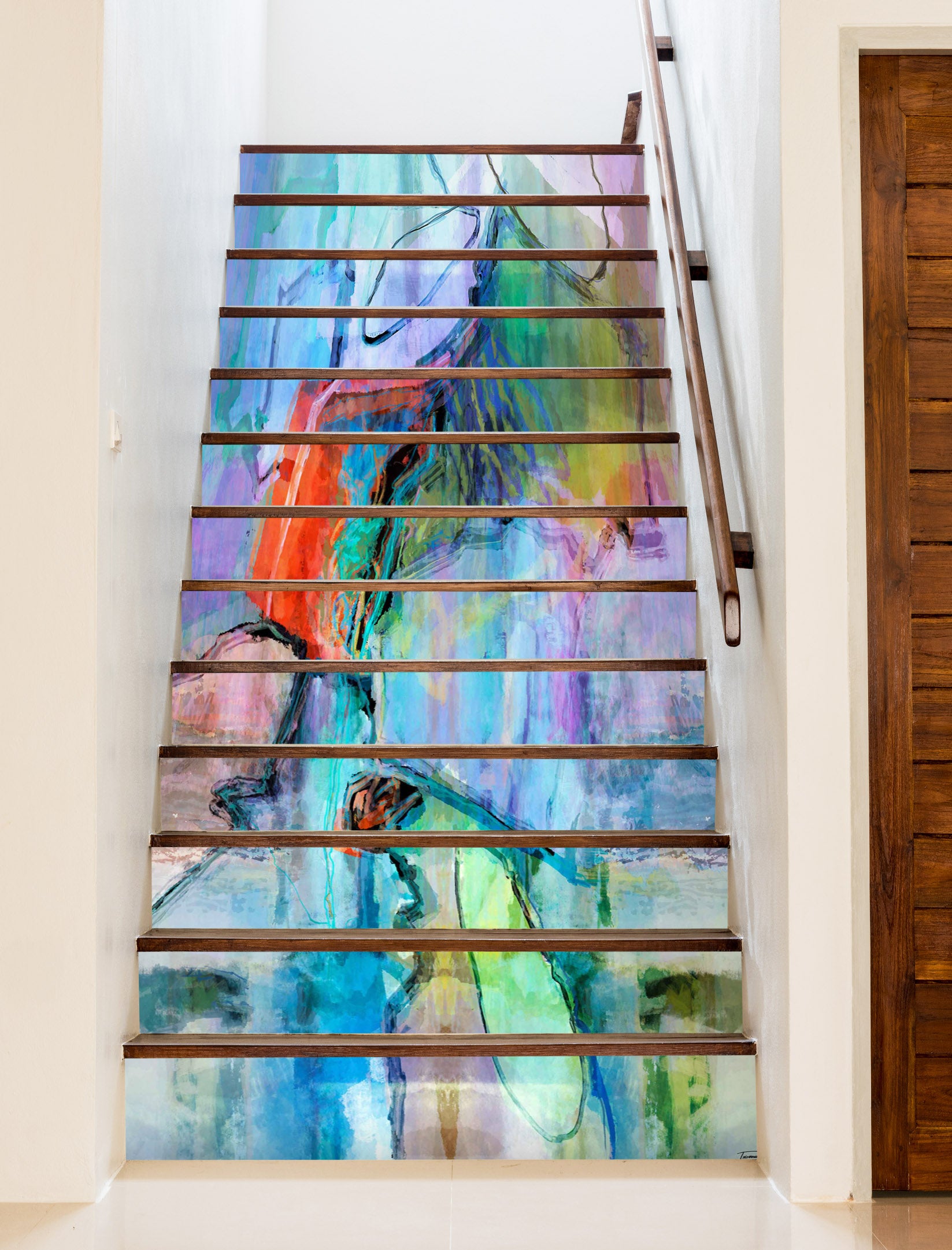 3D Watercolor Pattern 104198 Michael Tienhaara Stair Risers