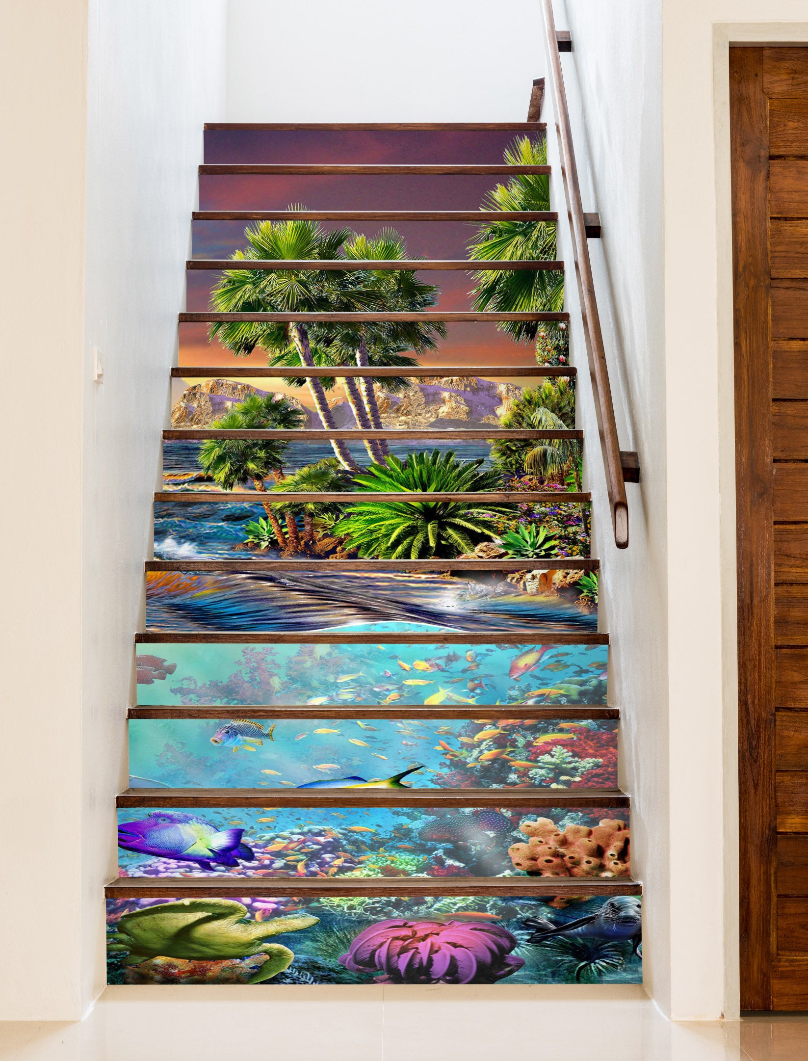 3D Trees Underwater Fish 96170 Adrian Chesterman Stair Risers