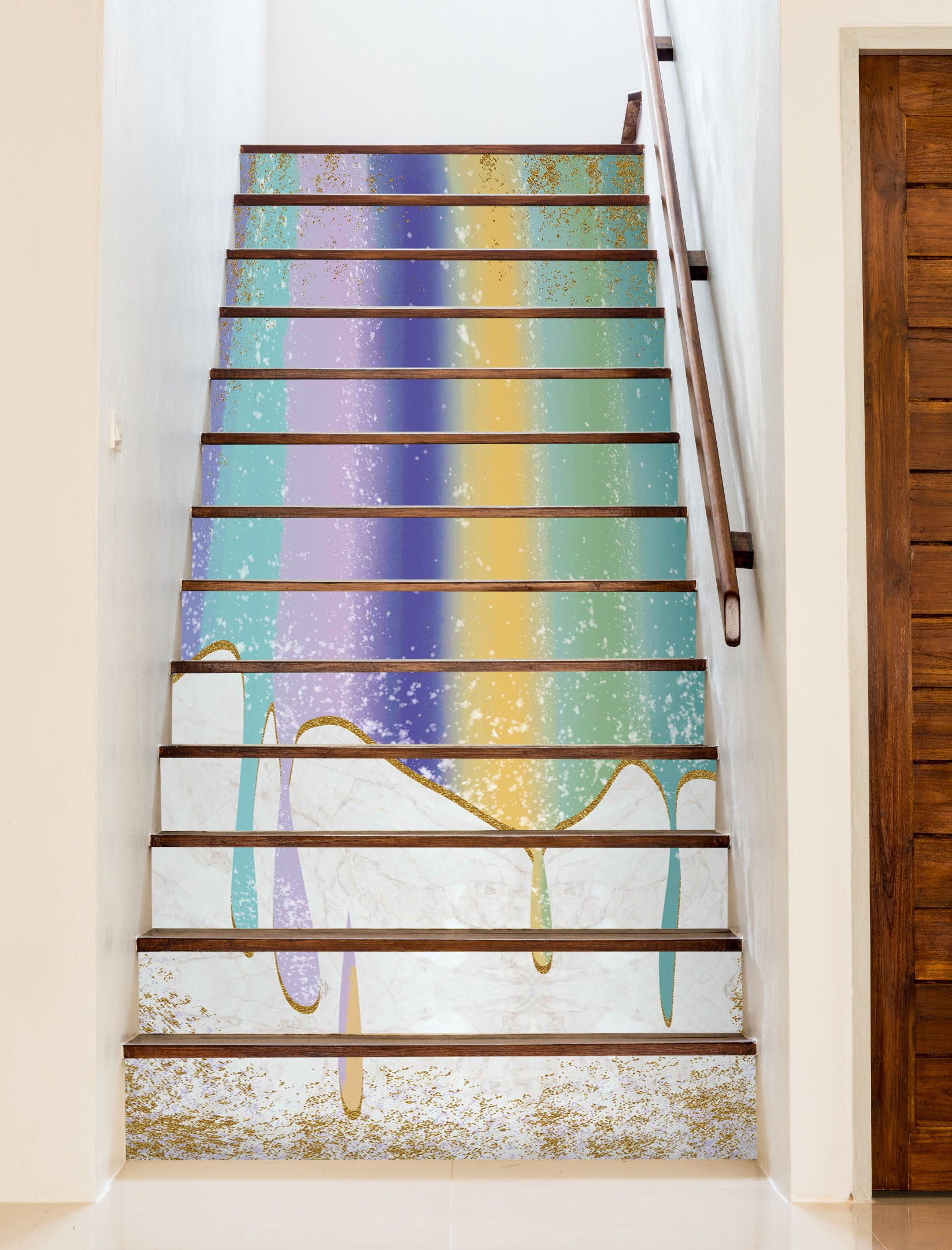 3D Color Fluorescent Stripes 594 Stair Risers