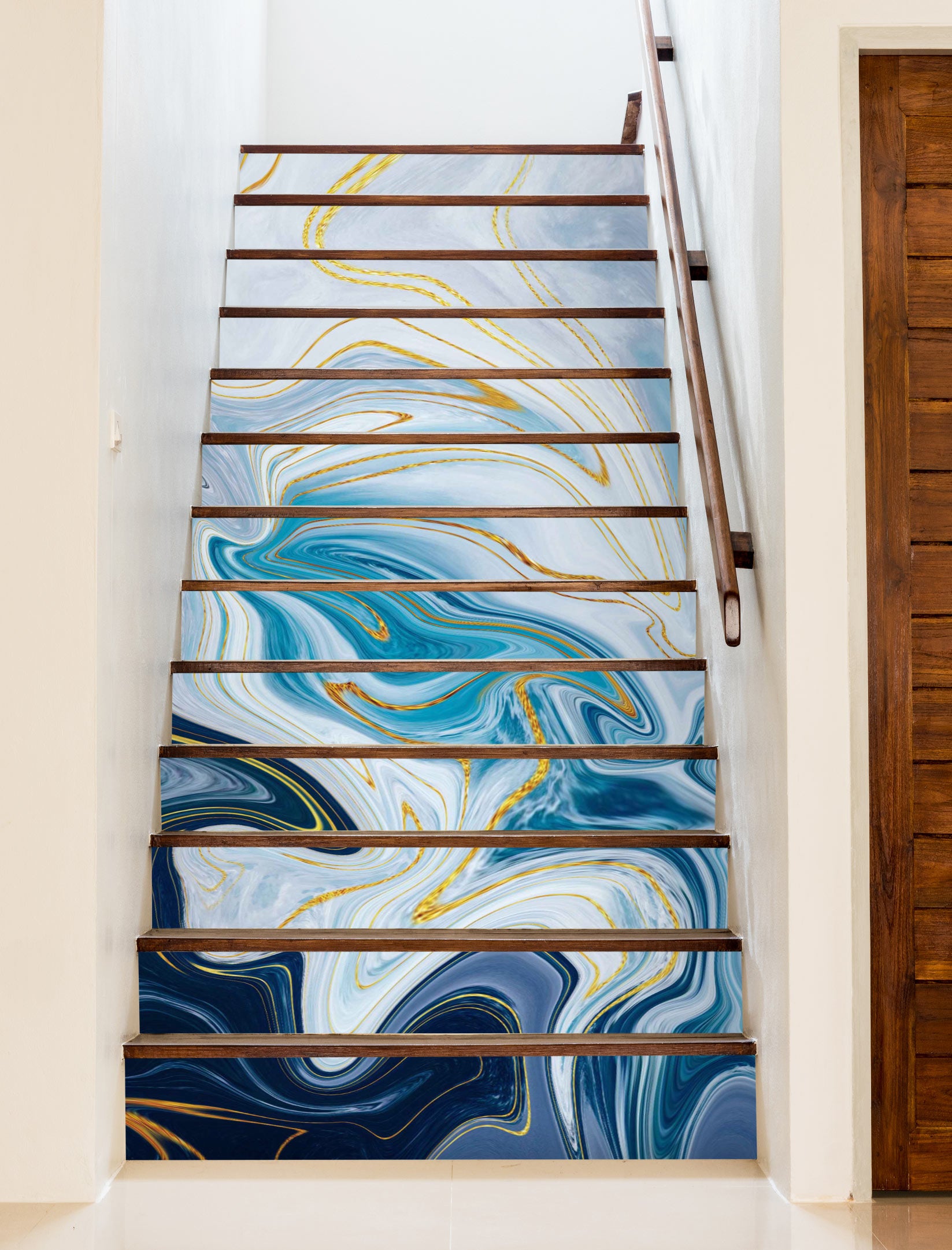 3D Blue Twists And Turns 283 Stair Risers
