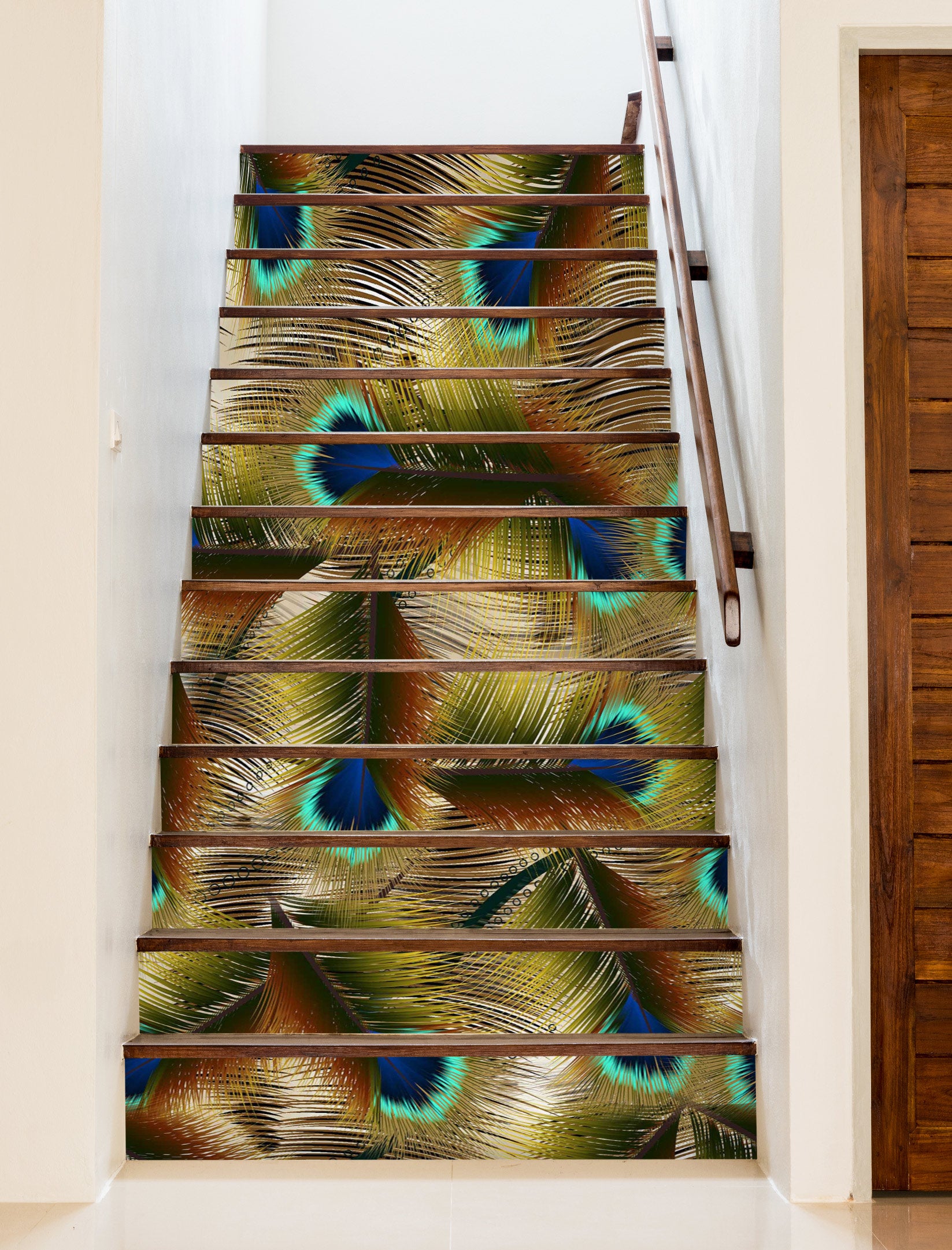 3D Dreamy Peacock Feather 284 Stair Risers