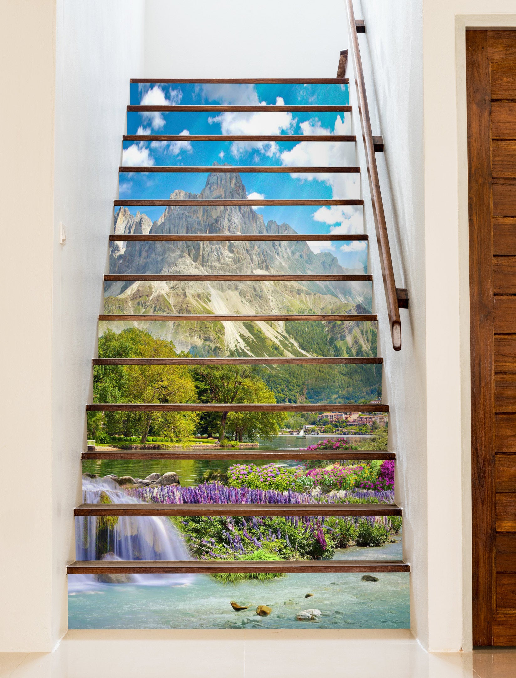 3D Alpine Green Water 341 Stair Risers