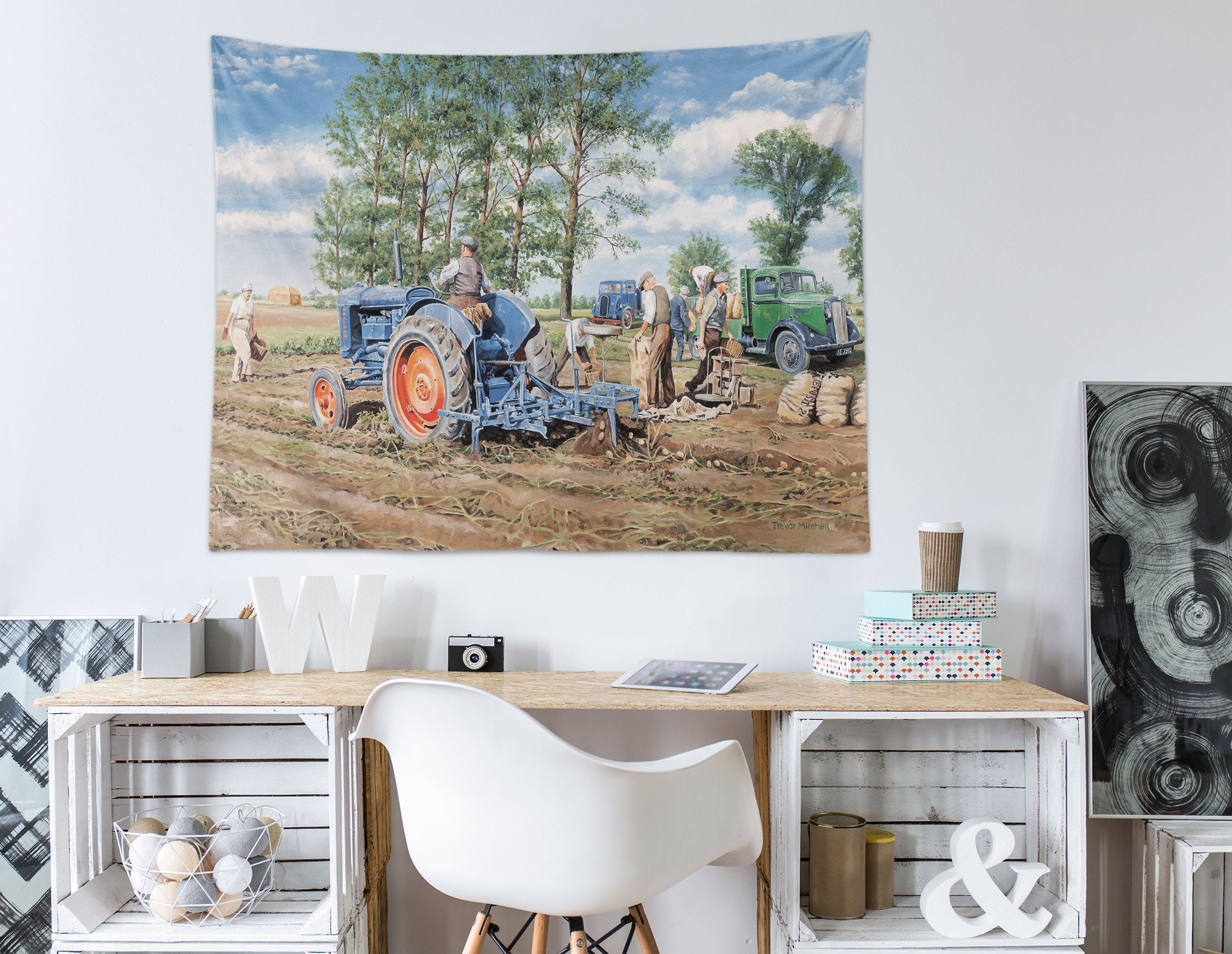 3D Hoe Machine 11266 Trevor Mitchell Tapestry Hanging Cloth Hang