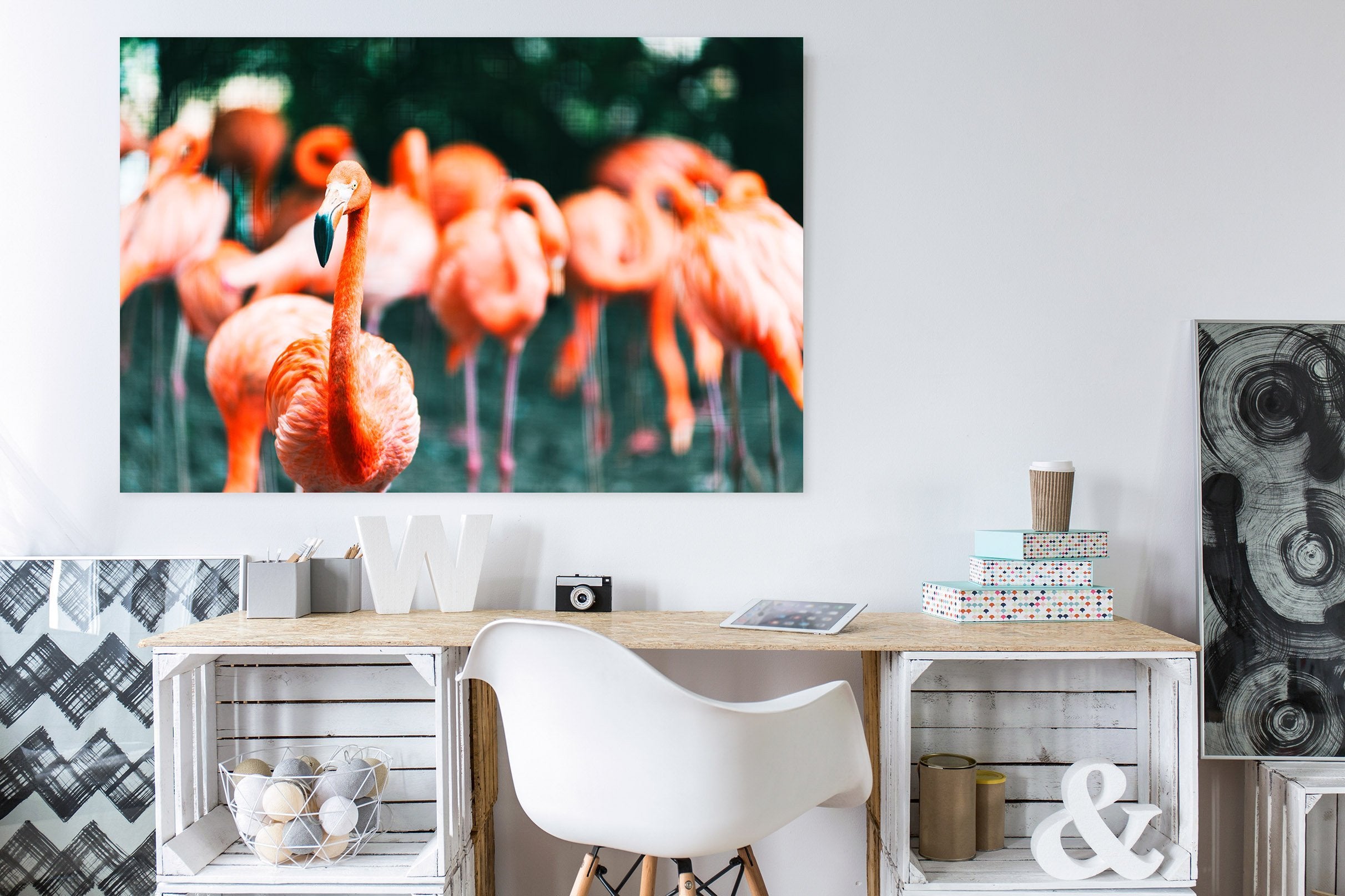 3D Forest Flamingo 58 Animal Wall Stickers Wallpaper AJ Wallpaper 2