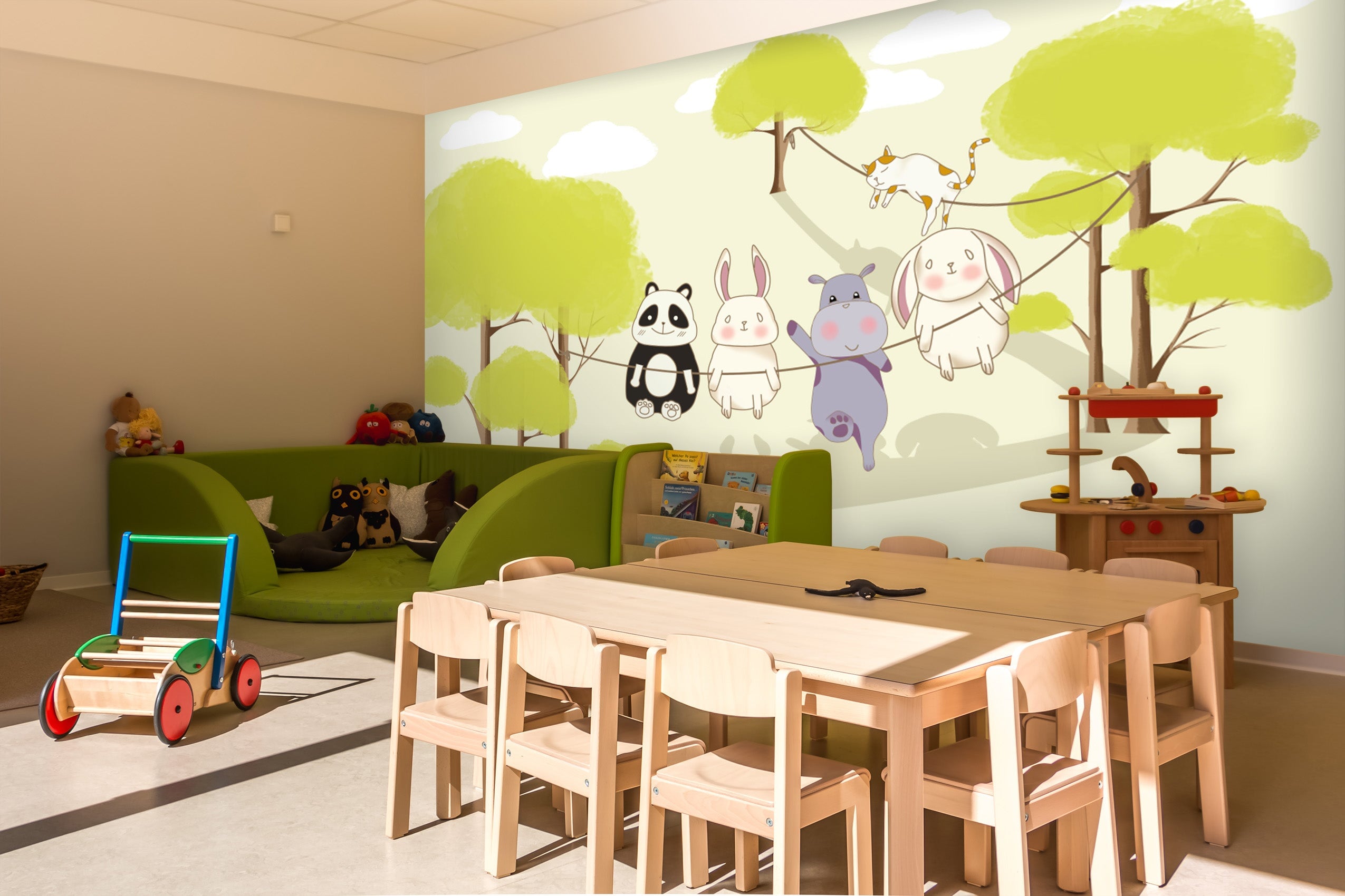3D Panda Hippo 020 Wall Murals Wallpaper AJ Wallpaper 2