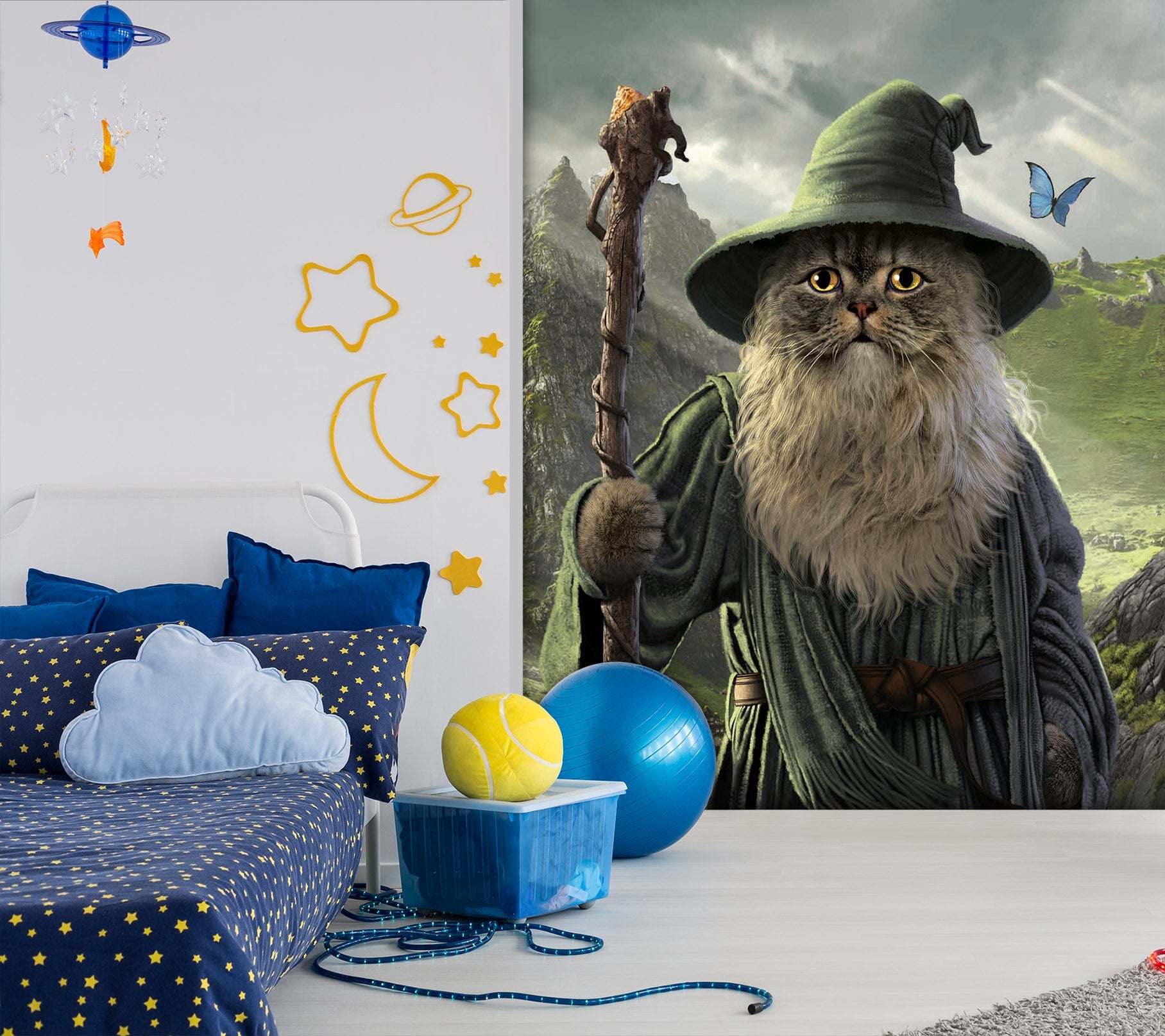 3D Hat Cat 1418 Wall Murals Exclusive Designer Vincent Wallpaper AJ Wallpaper